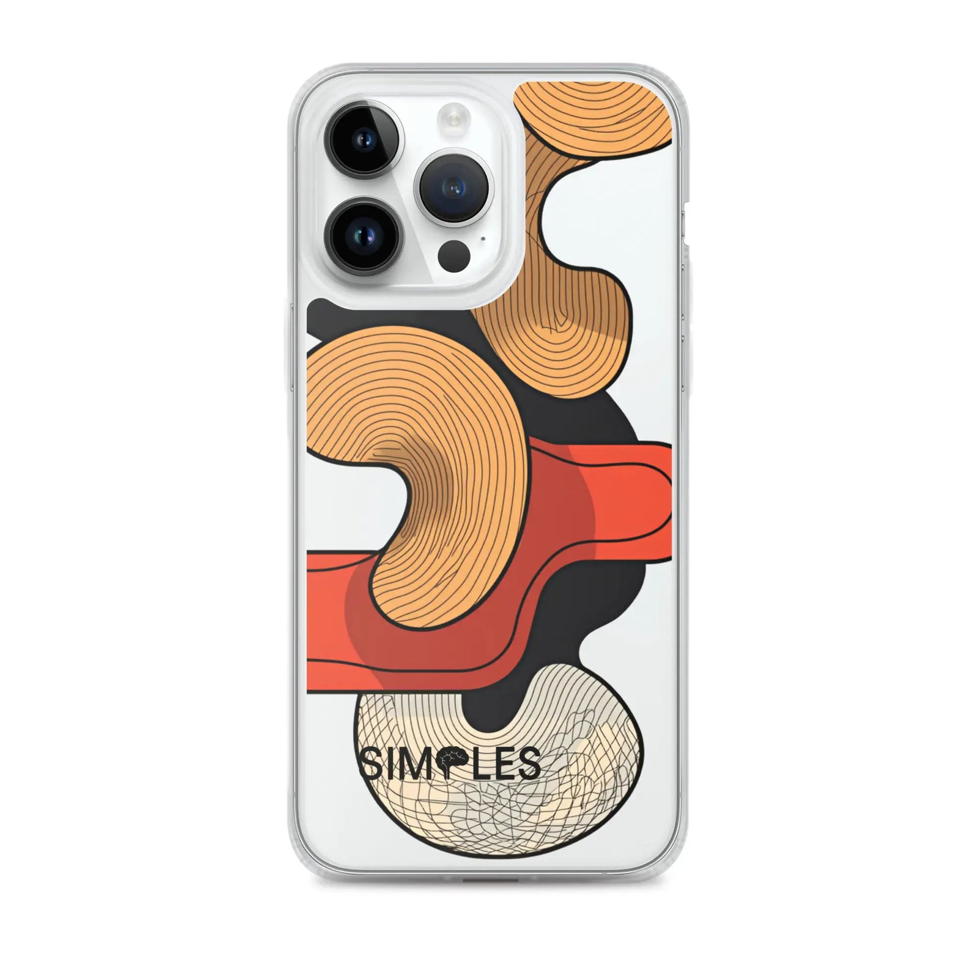 Clear Case for iPhone by Simples Market; transparent back with orange abstract wood-grain pattern