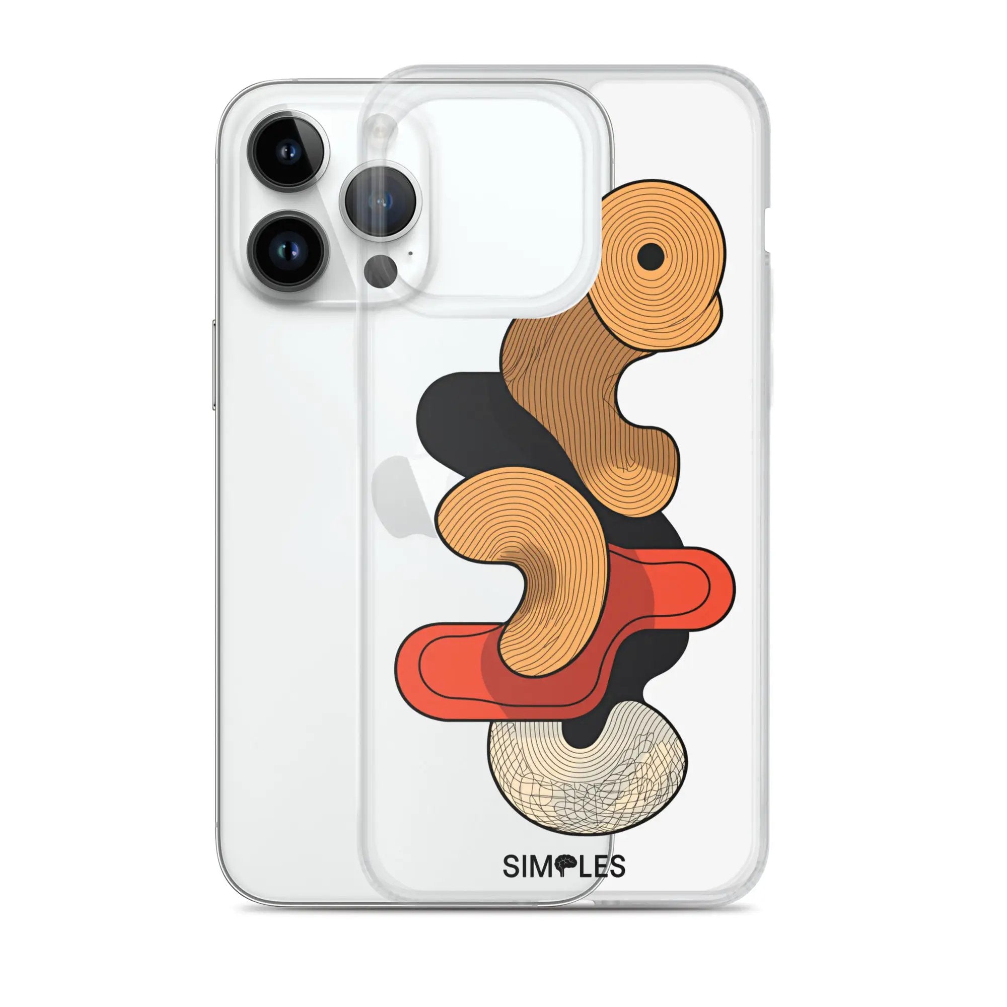 Clear Case for iPhone by Simples Market with transparent shell and orange-brown abstract swirl design