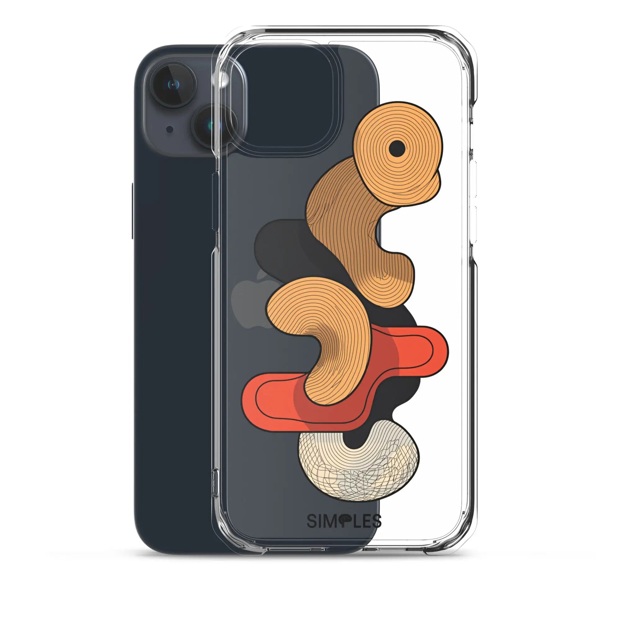 Clear Case for iPhone by Simples Market; transparent cover with orange abstract swirl pattern