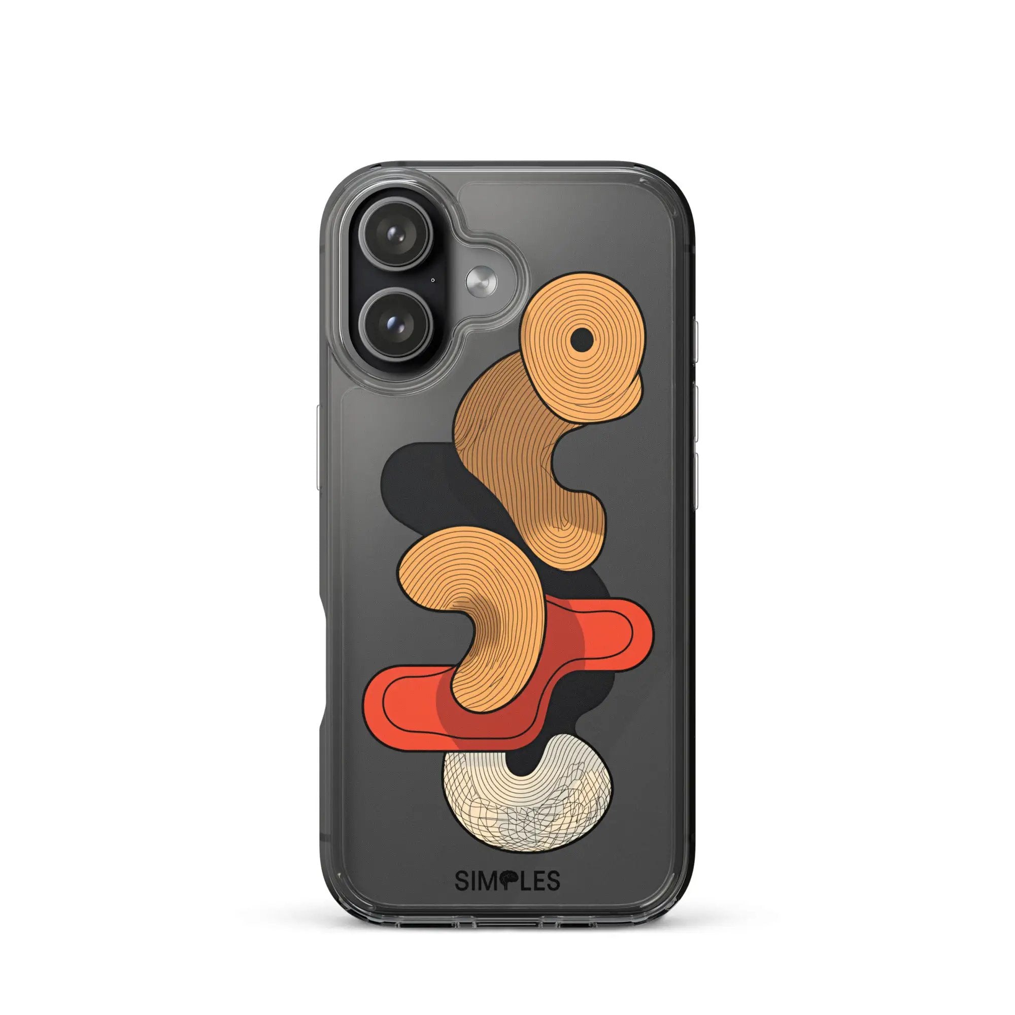 Clear Case for iPhone by Simples Market with gray back and orange spiral artwork