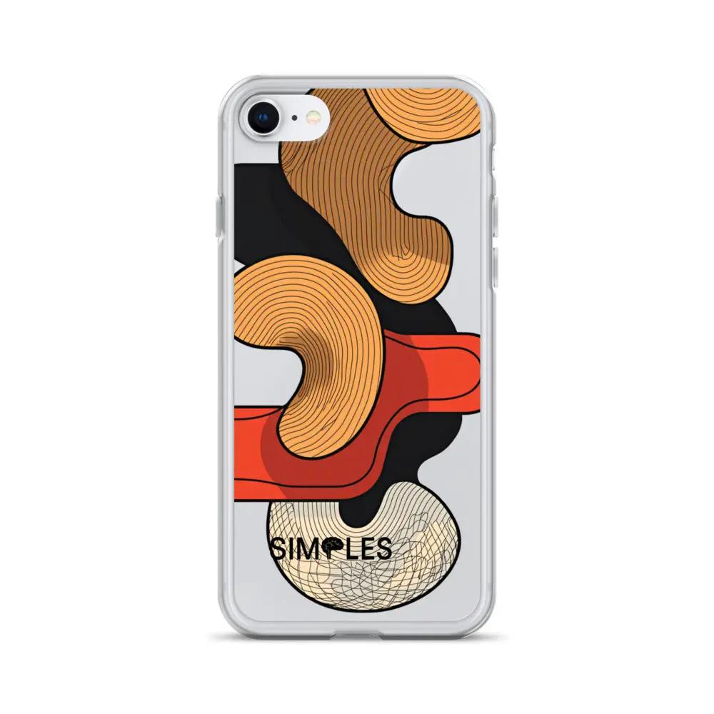 Clear iPhone case with abstract tan, orange and red pattern by Simples Market