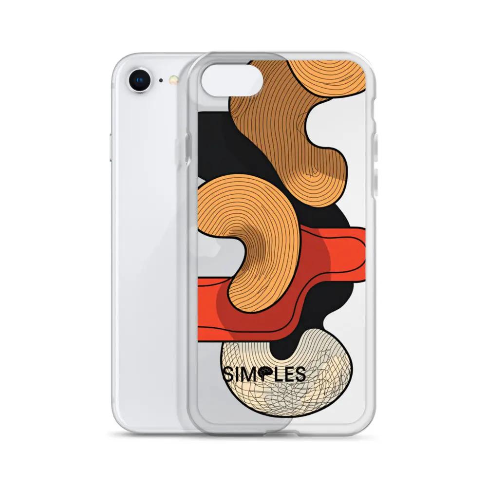 Clear Case for iPhone by Simples Market; transparent shell with orange and beige abstract swirls (2 cases shown)