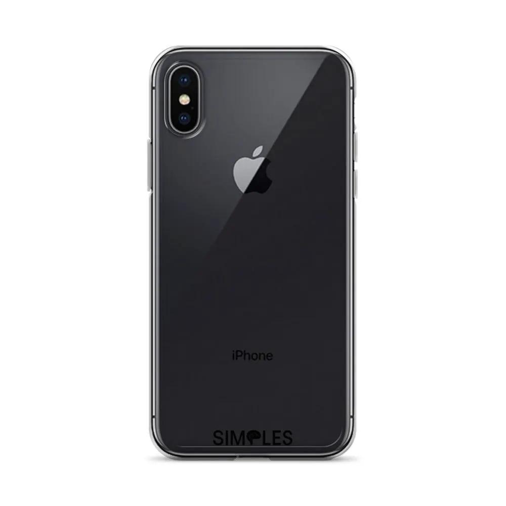 Clear Case for iPhone by Simples Market, transparent back with visible SIMPLES logo and slim edge frame
