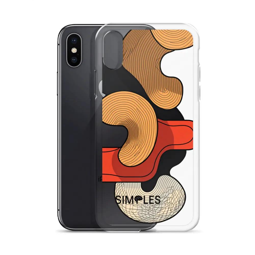 Clear iPhone case by Simples Market with abstract orange-black art design