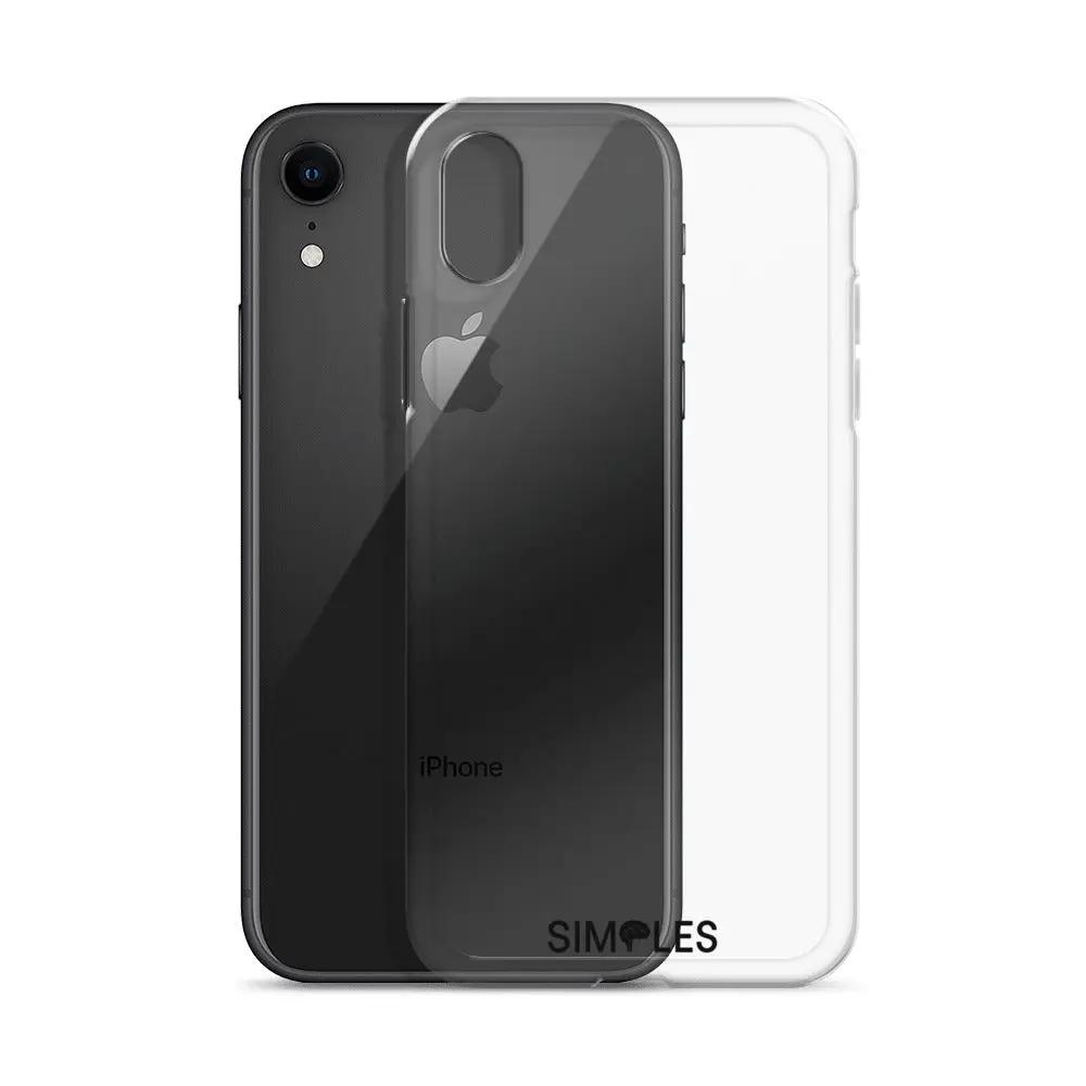 Clear Case for iPhone by Simples Market; transparent shell on black iPhone with a second white case behind (2 cases)