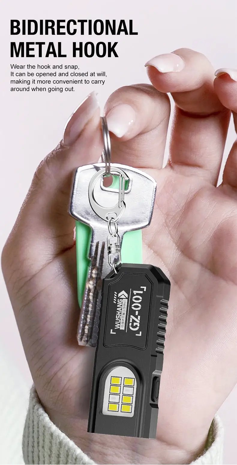Portable waist-hanging keychain flashlight by Simples Market with bright LED panel