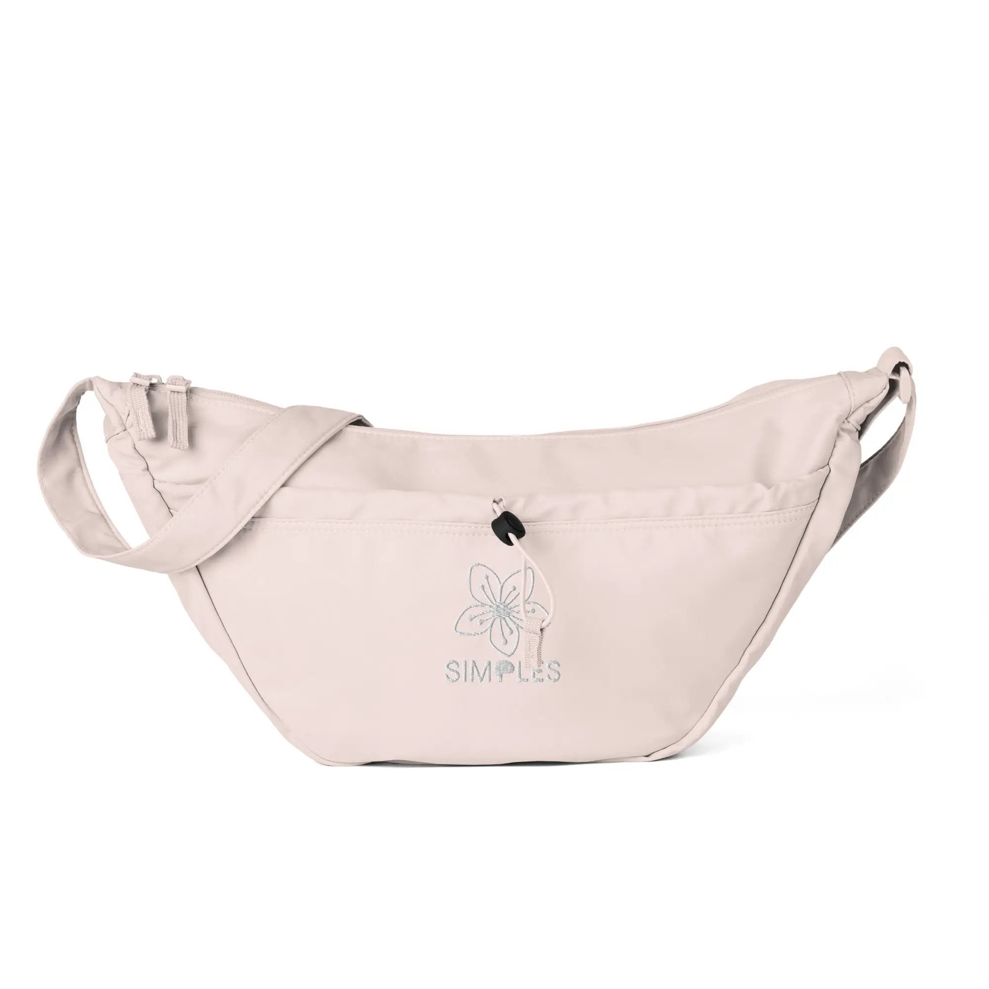 Everyday crossbody bag by Simples Market in beige fabric with embroidery