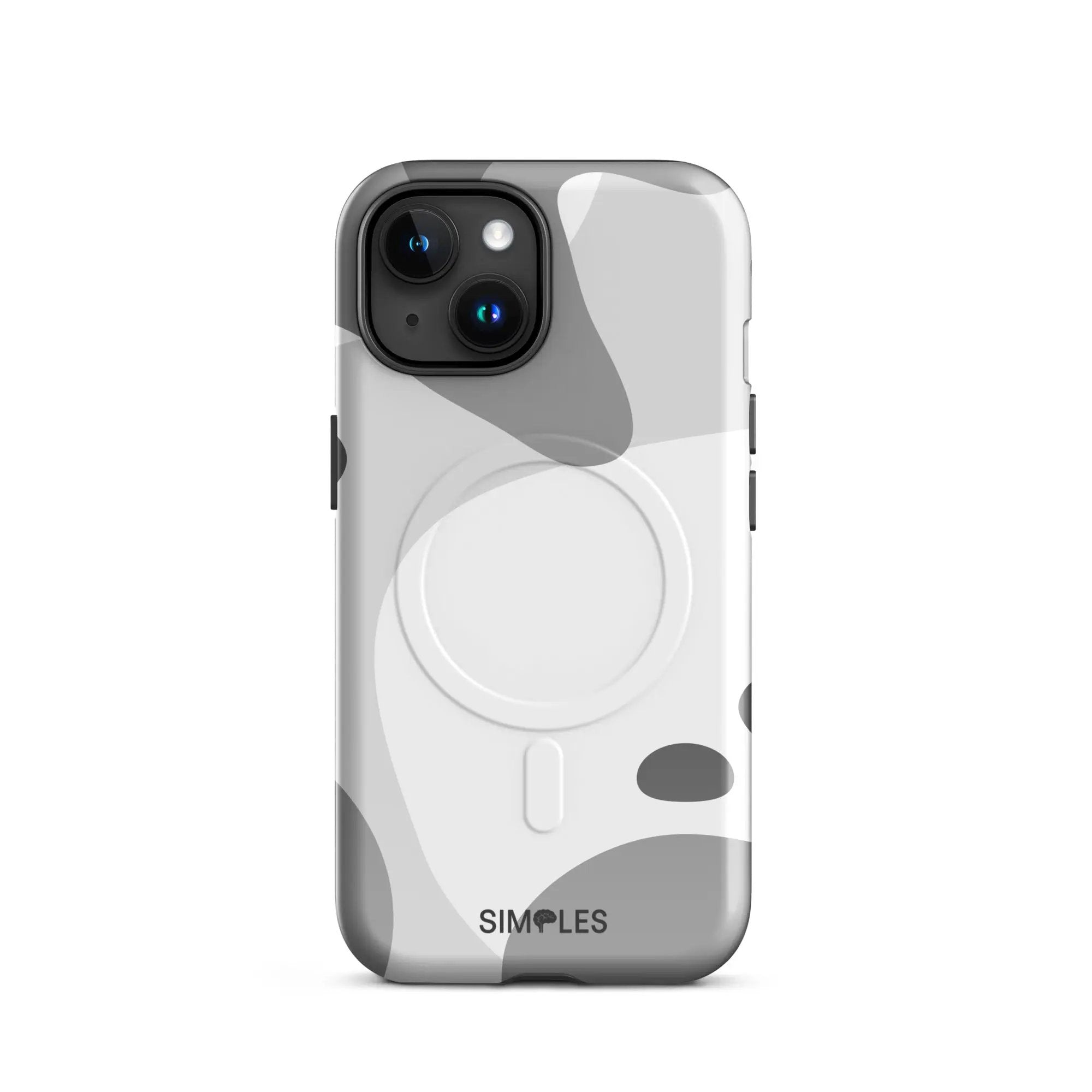 MagSafe tough case for iPhone by Simples Market in gray camouflage pattern