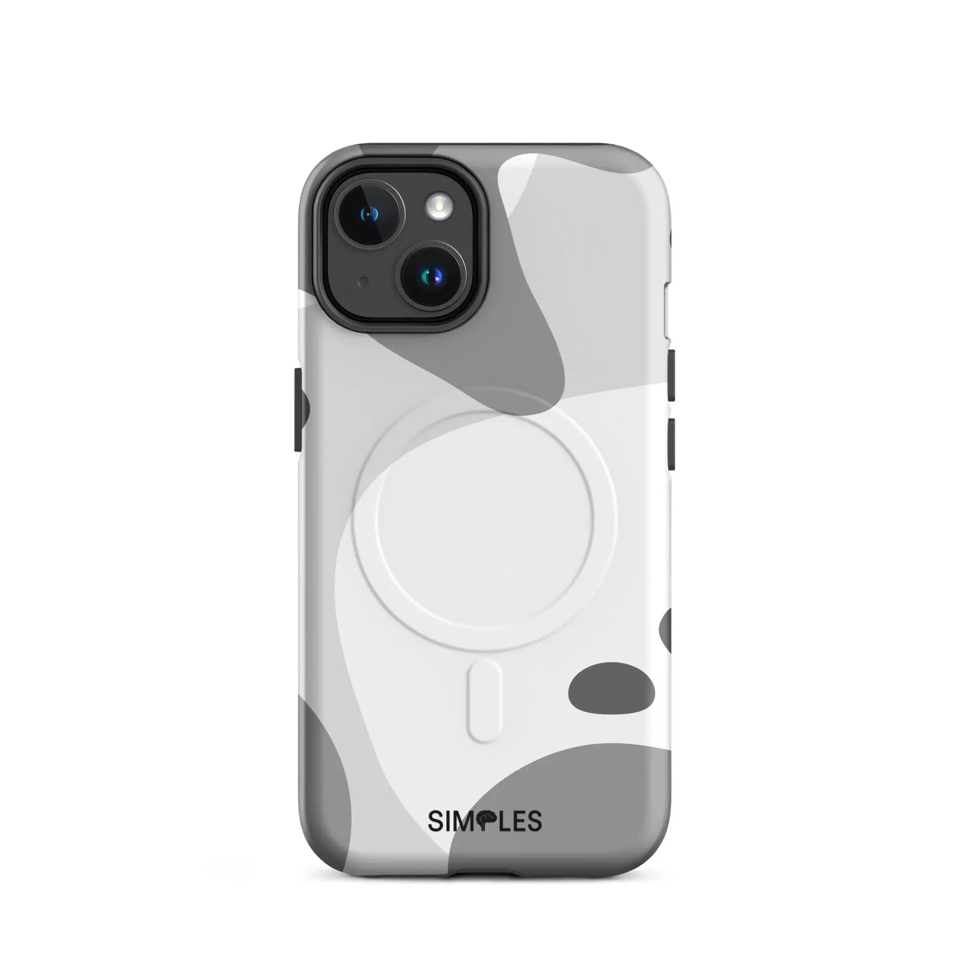 MagSafe tough case for iPhone by Simples Market in gray camouflage pattern