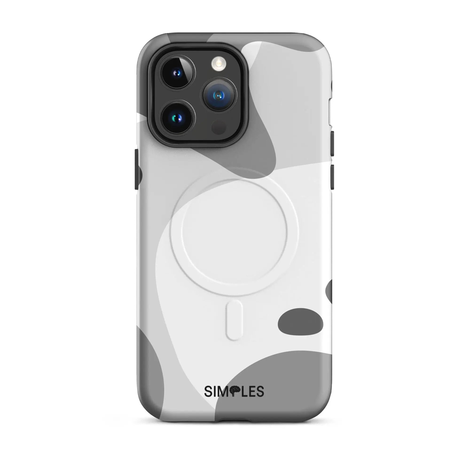 MagSafe tough case for iPhone by SIMPLES in gray camouflage pattern