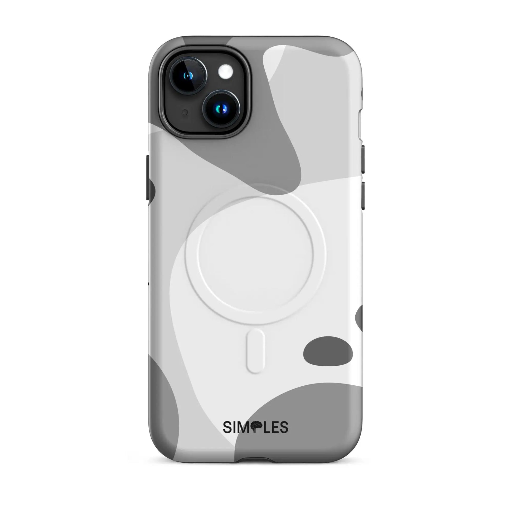 MagSafe tough case for iPhone by Simples Market in gray abstract camouflage pattern