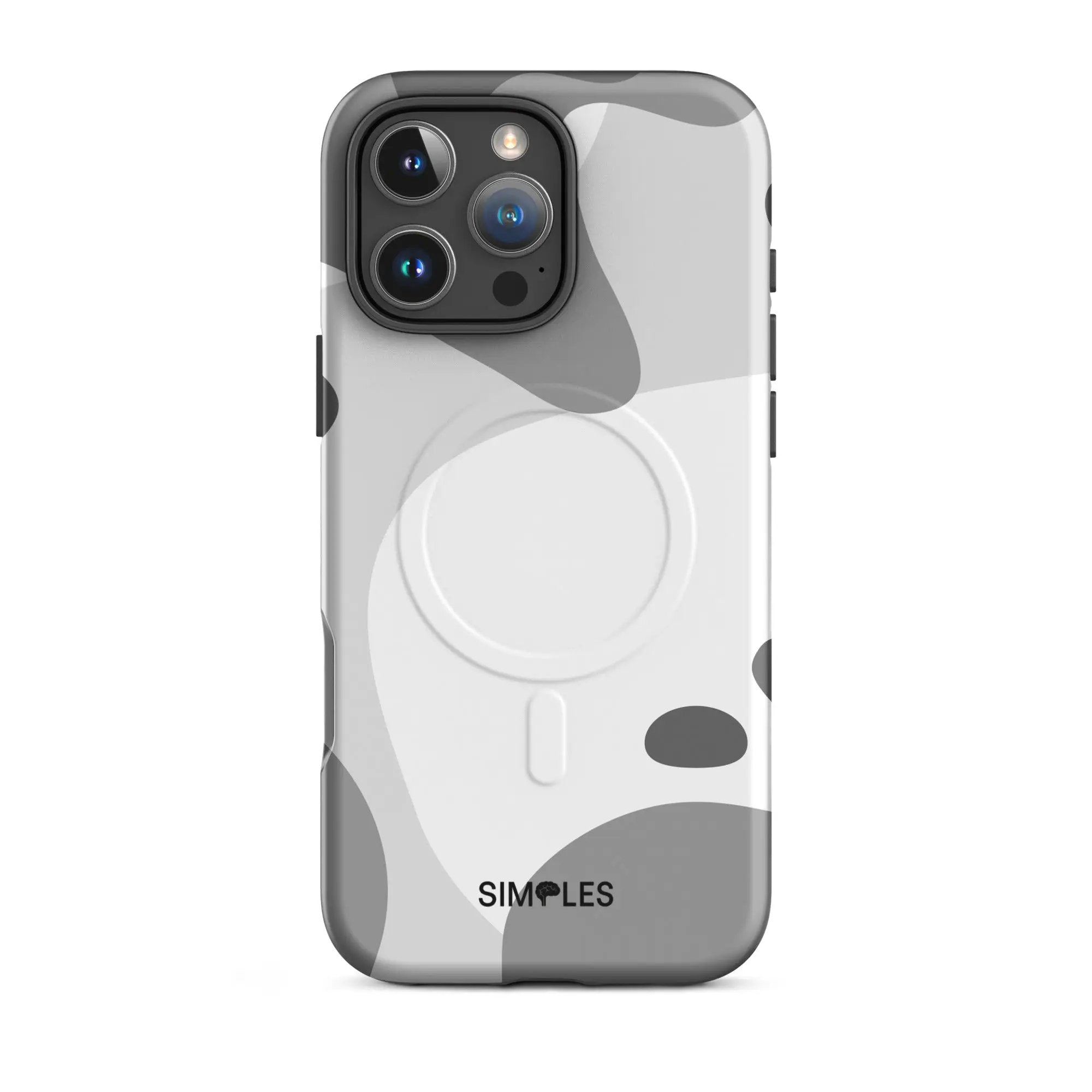 MagSafe tough case for iPhone by Simples Market in gray camouflage pattern