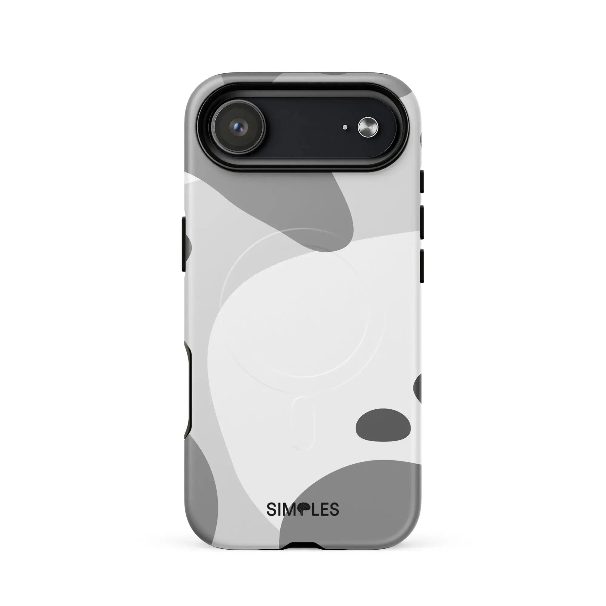MagSafe tough case for iPhone by Simples Market in grey camouflage design