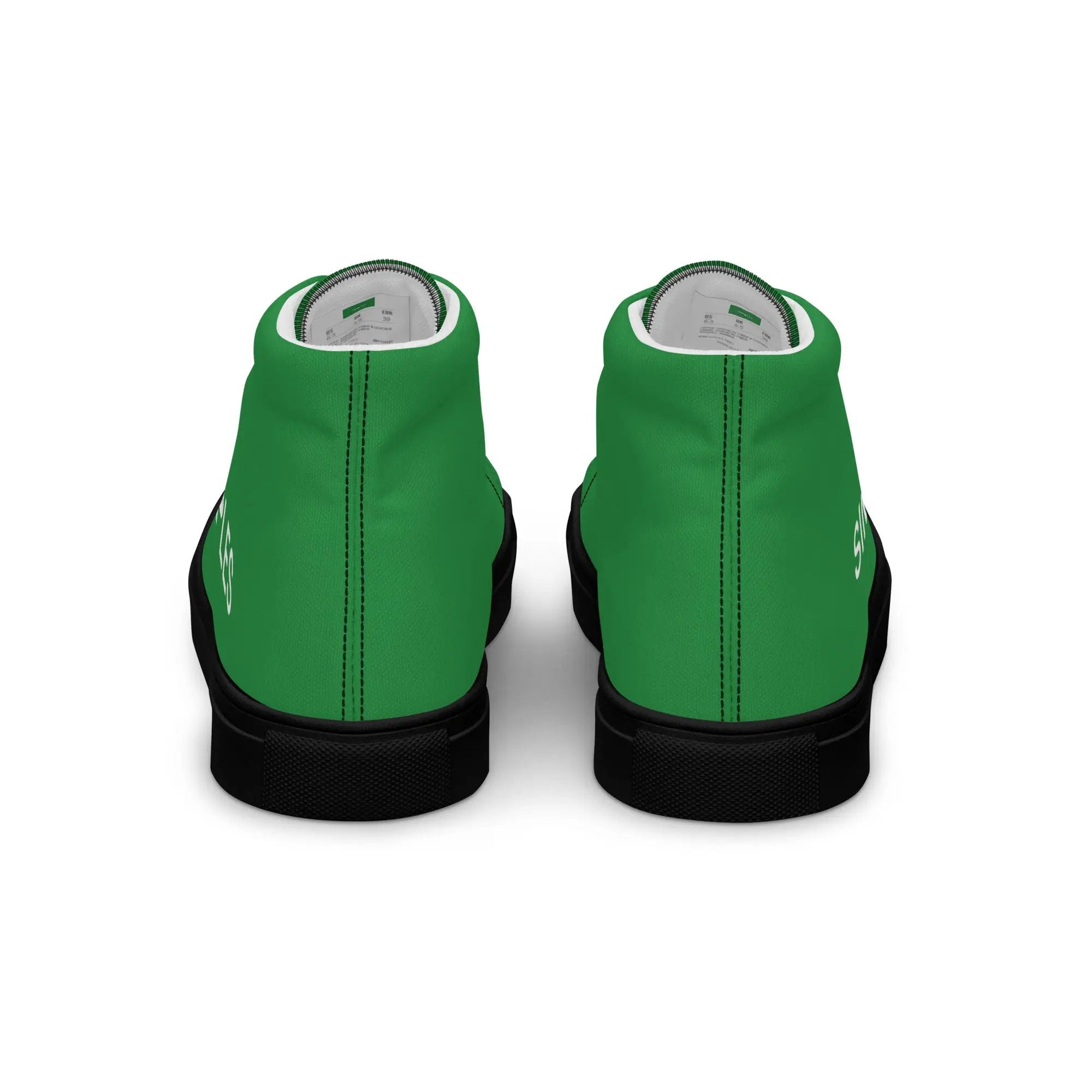 Men’s high-top canvas shoes by Simples Market, green pair shown