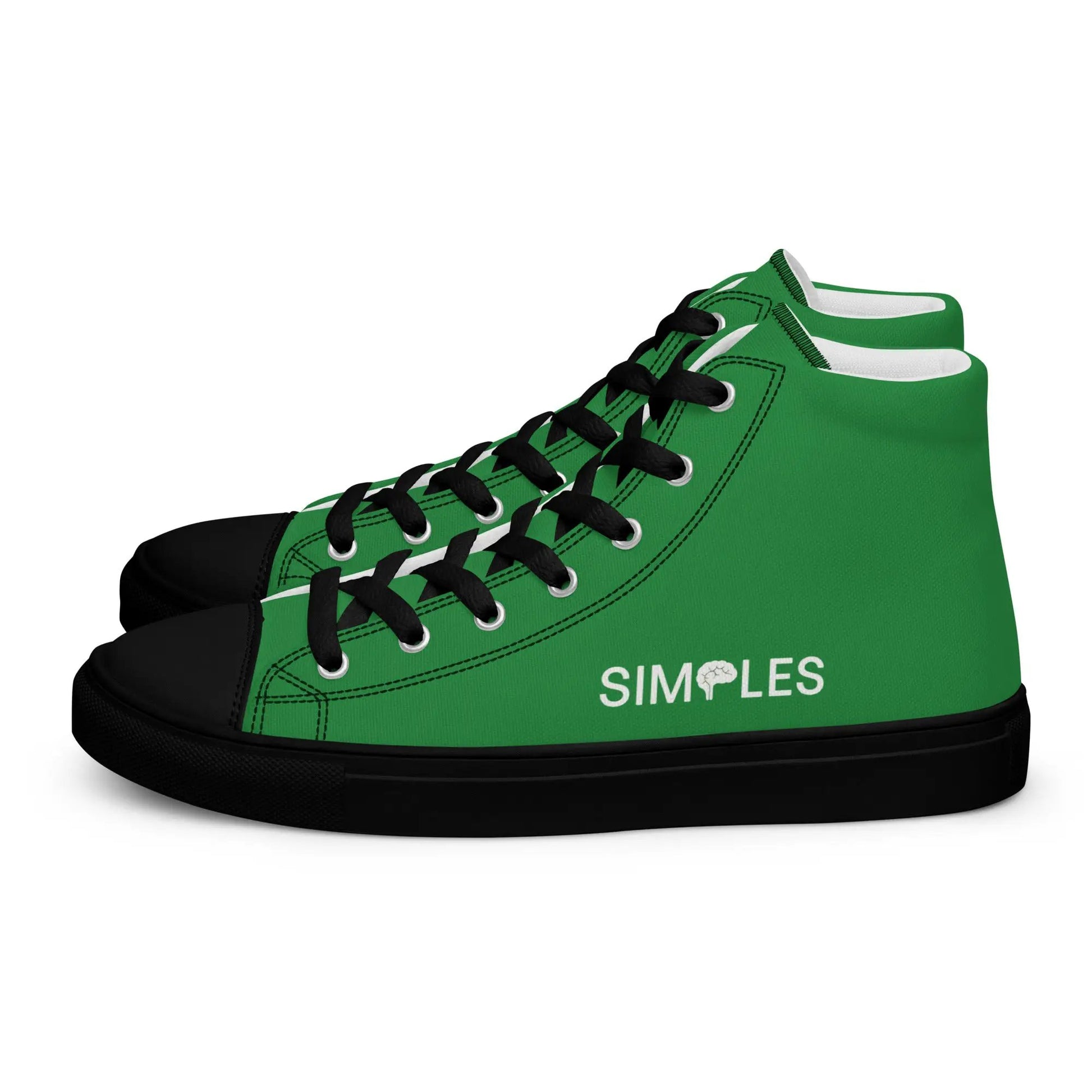 Men’s high-top canvas sneakers by Simples Market in green with black toe cap and laces
