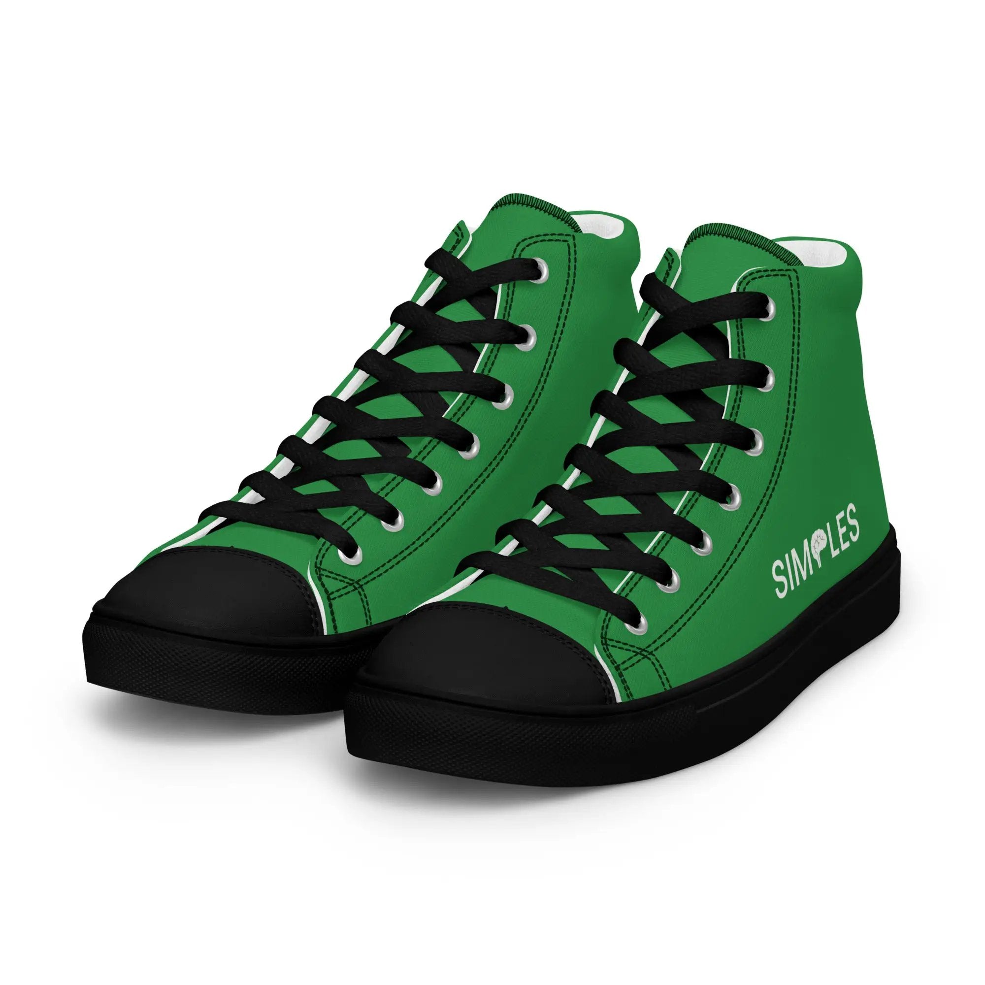 Men’s green high-top canvas sneakers by Simples Market; two shoes shown