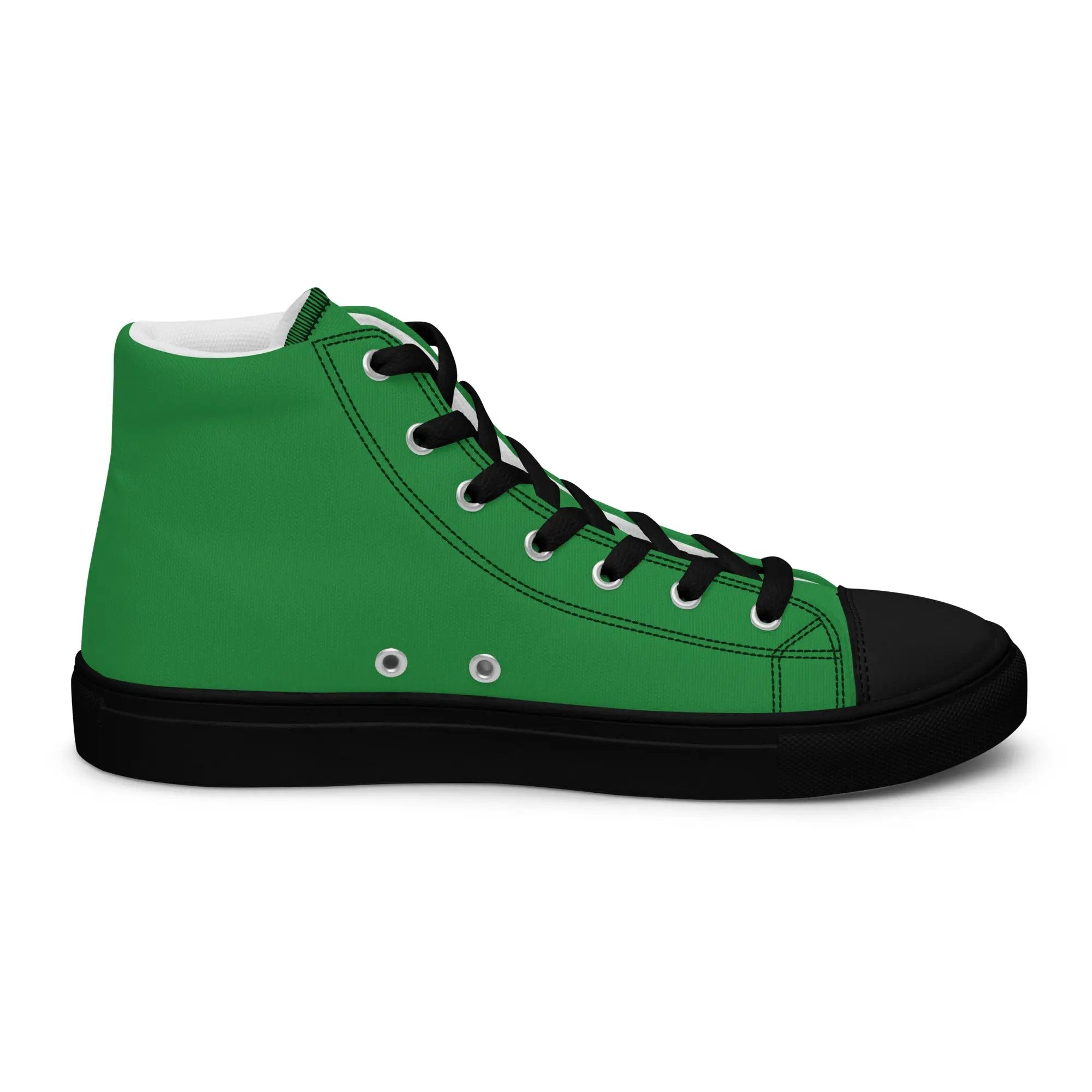 Men’s high-top green canvas sneaker with black laces