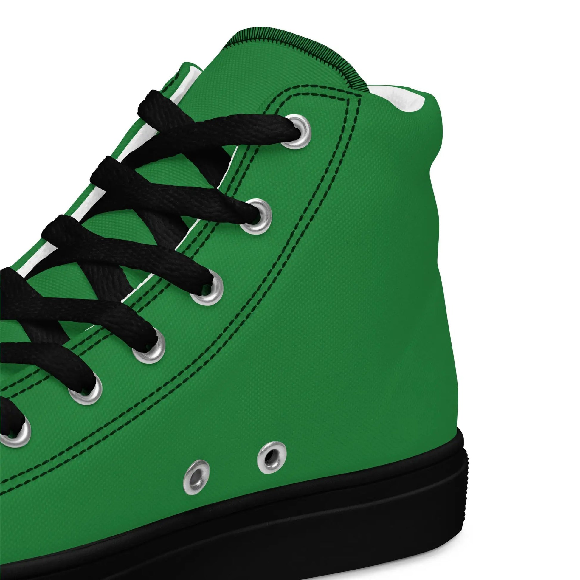 Men's green high-top canvas sneakers with black laces and metal eyelets by Simples Market