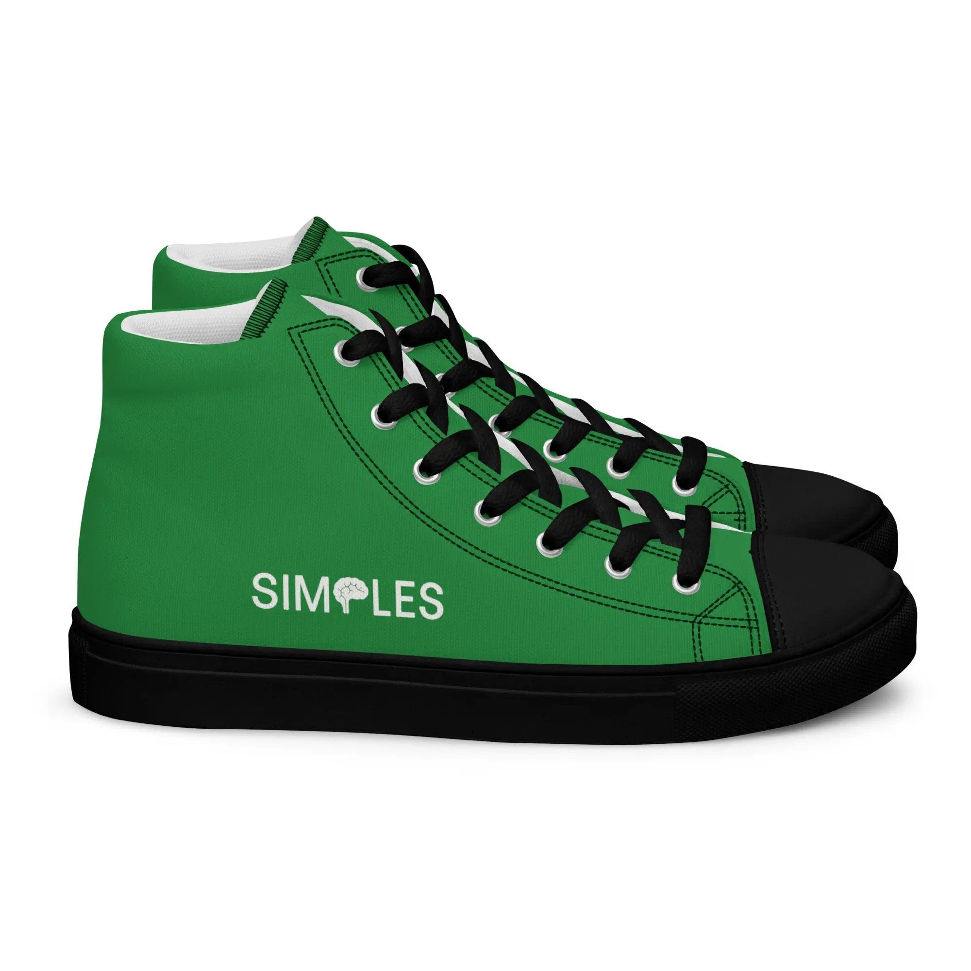 Men's high-top green canvas sneakers with black laces by Simples Market