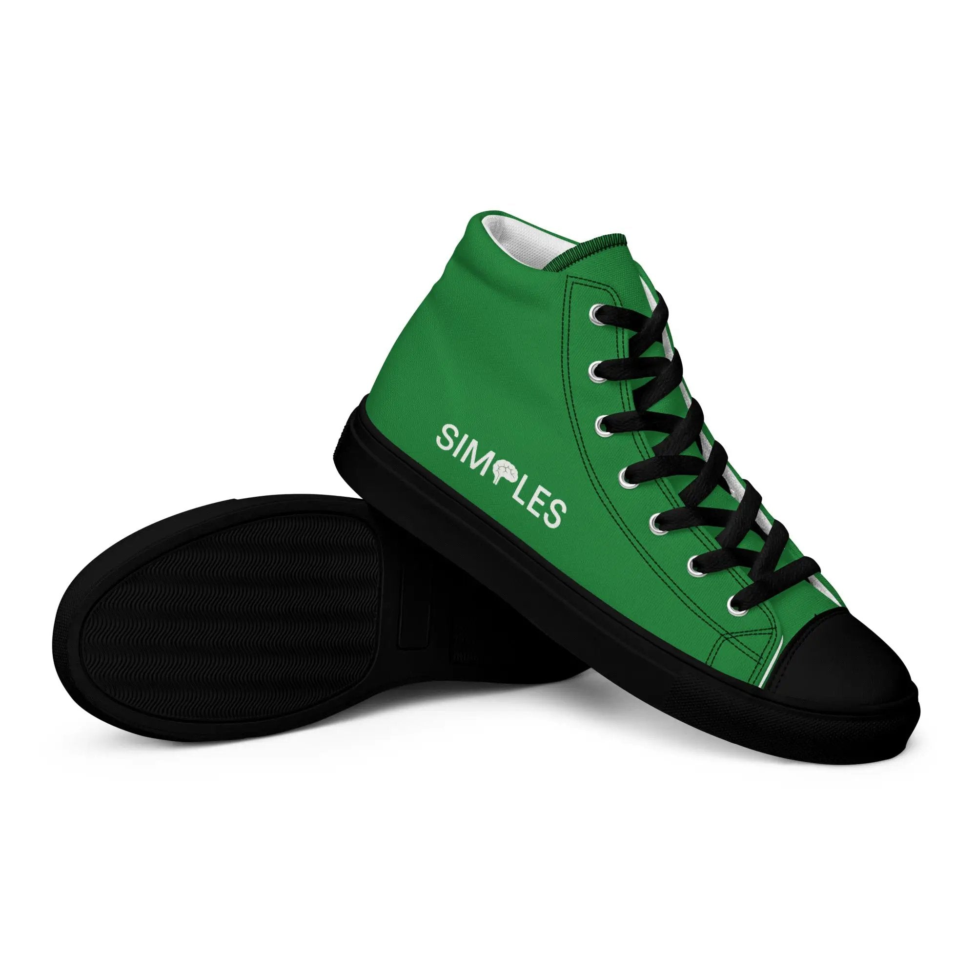 Men's high-top green canvas sneaker by Simples Market with black laces.