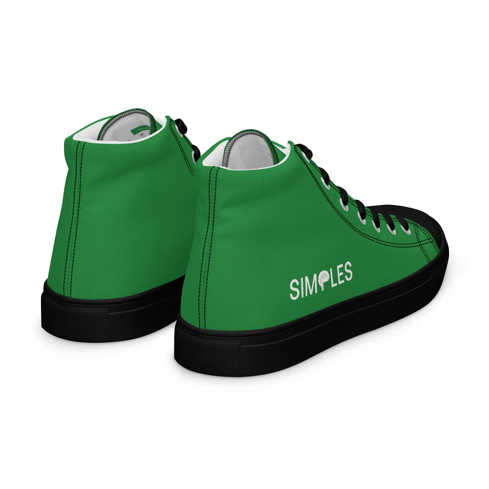 Pair of men's high-top green canvas shoes by Simples Market with black soles