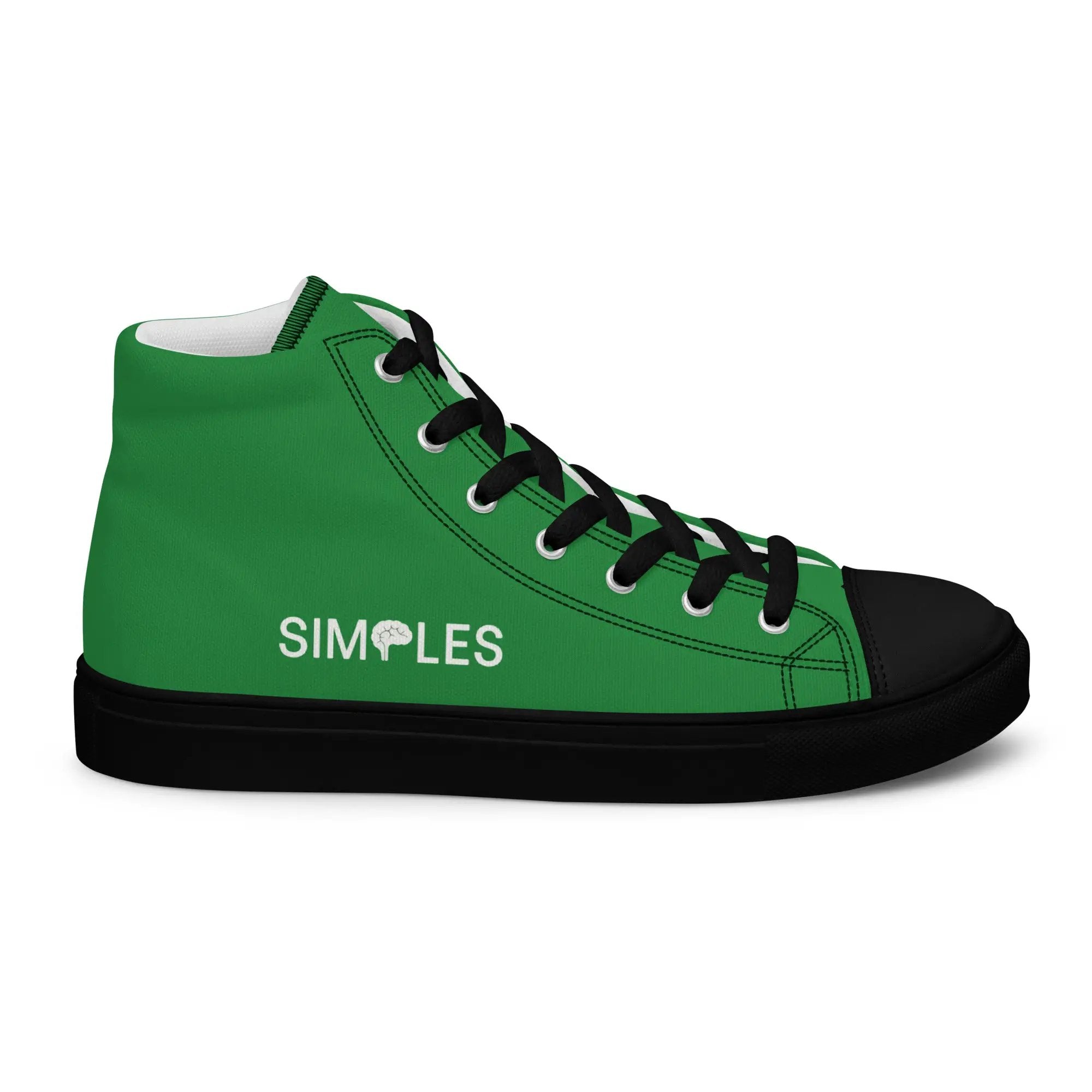 Men’s green high-top canvas sneaker by Simples Market with black laces and white interior.