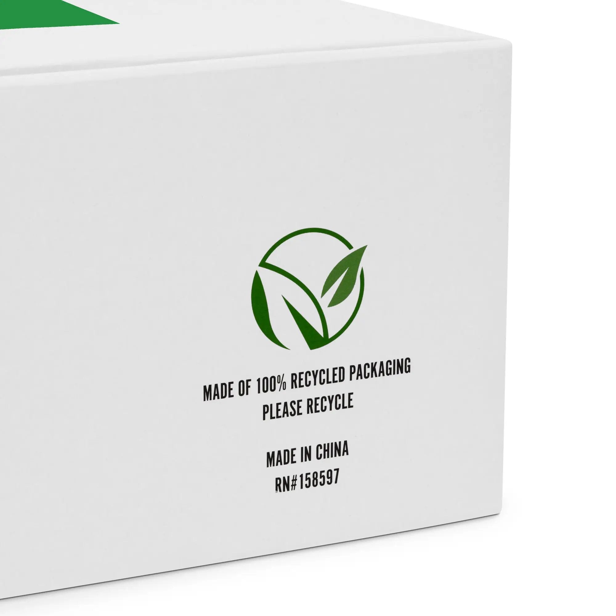 Simples Market packaging box with green recycling logo, made from 100% recycled packaging