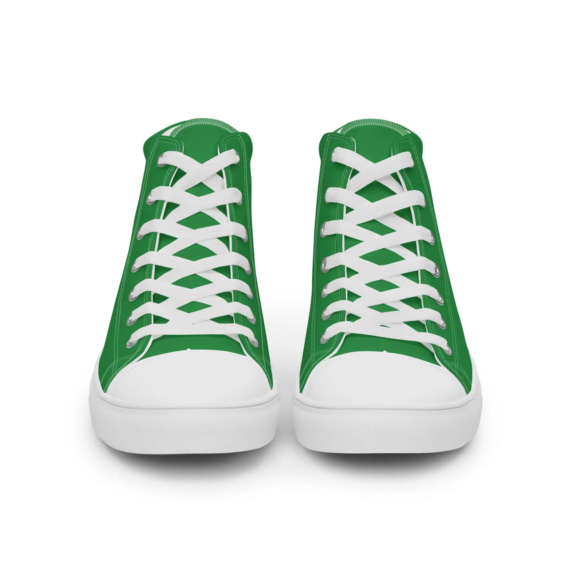 Men’s high-top canvas shoes by Simples Market, green with white laces, pair shown