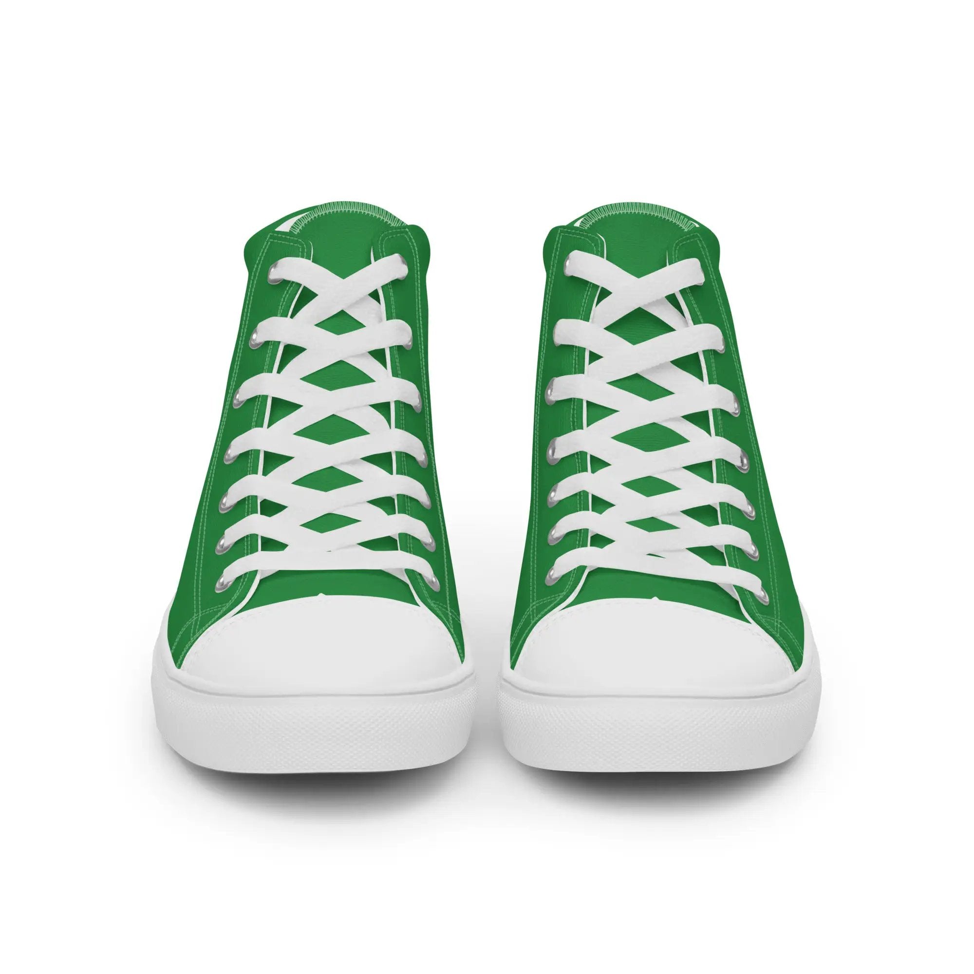Men’s high-top canvas shoes by Simples Market, green with white laces, pair shown