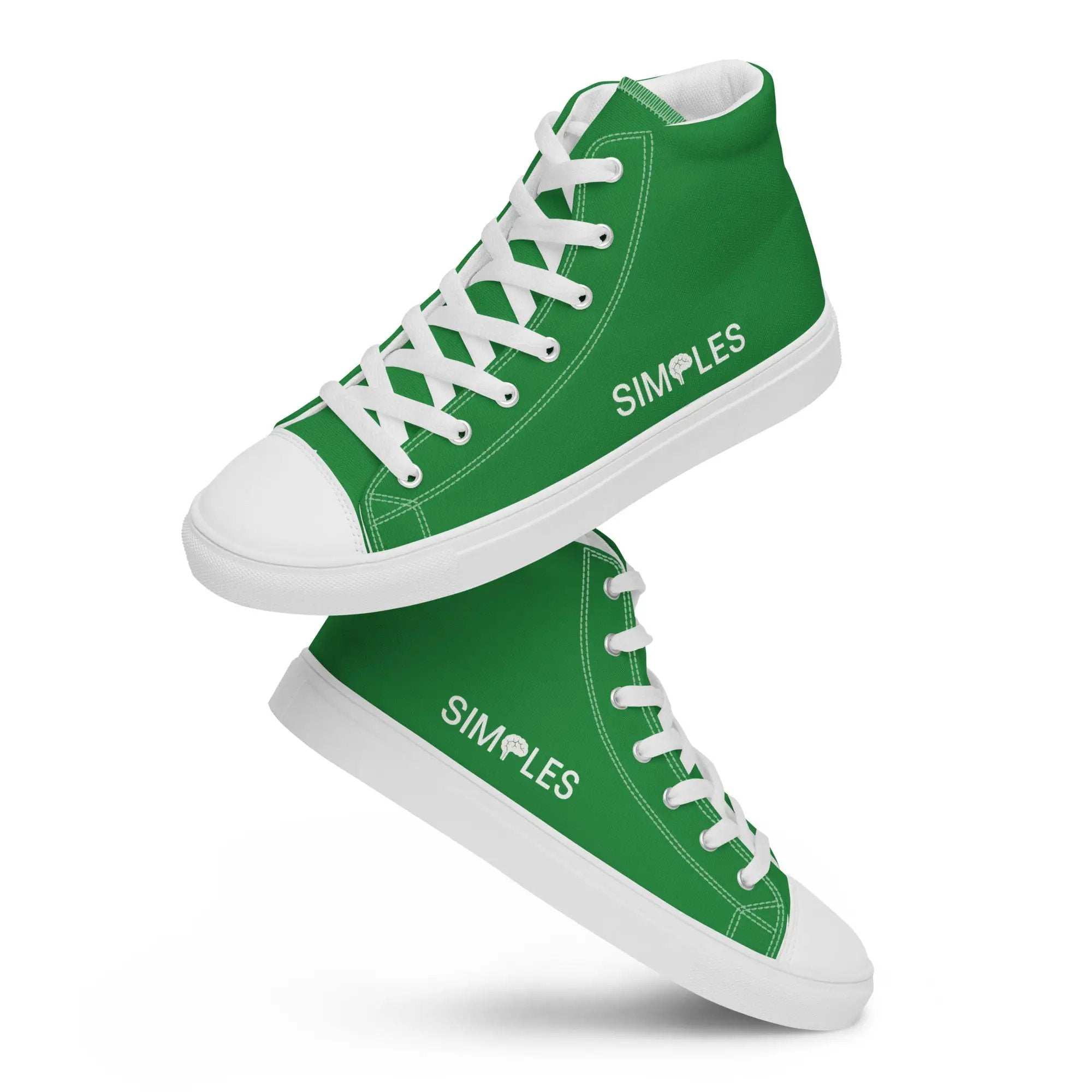 Pair of Men’s high-top canvas sneakers by Simples Market in green with white laces