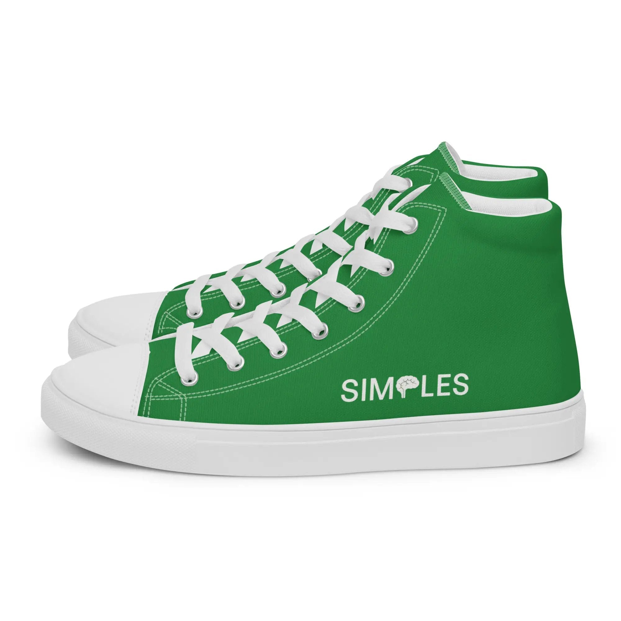Men's high-top canvas sneakers by Simples Market in green with white laces.