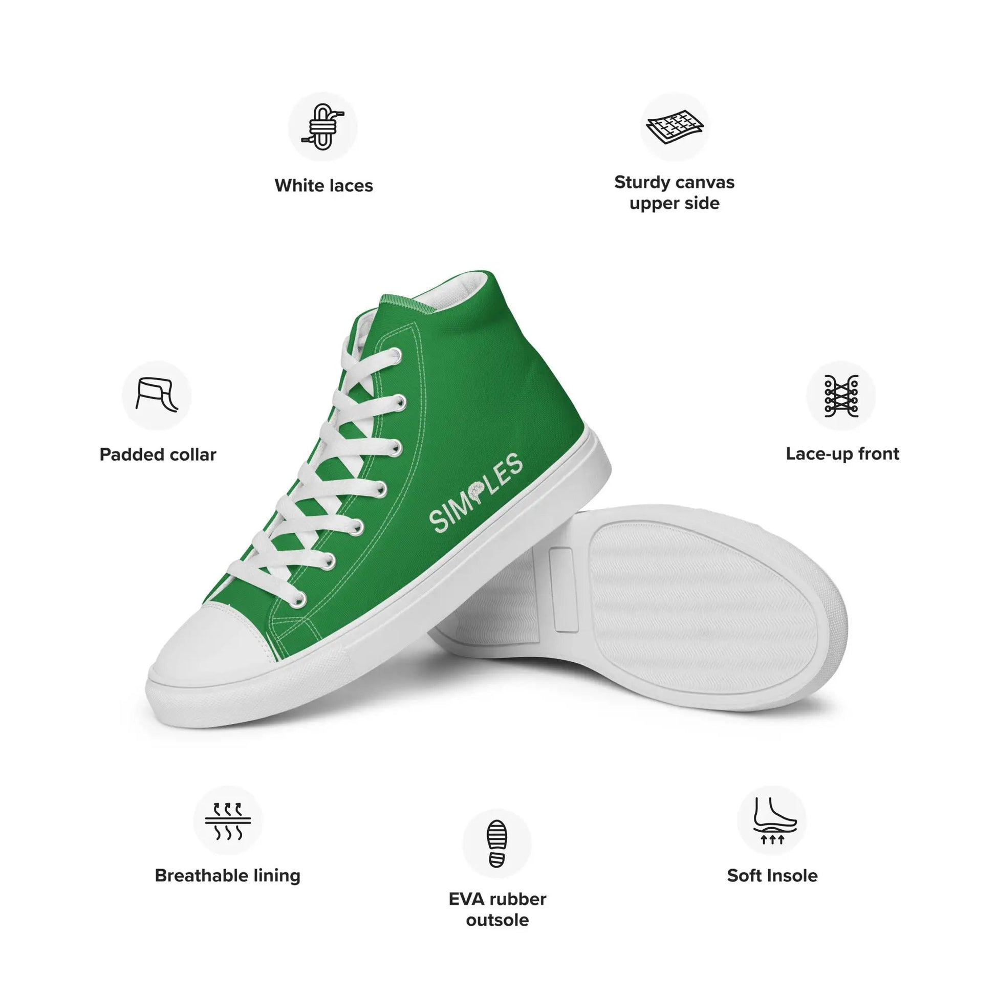 Men’s high-top green canvas sneakers with white laces by Simples Market