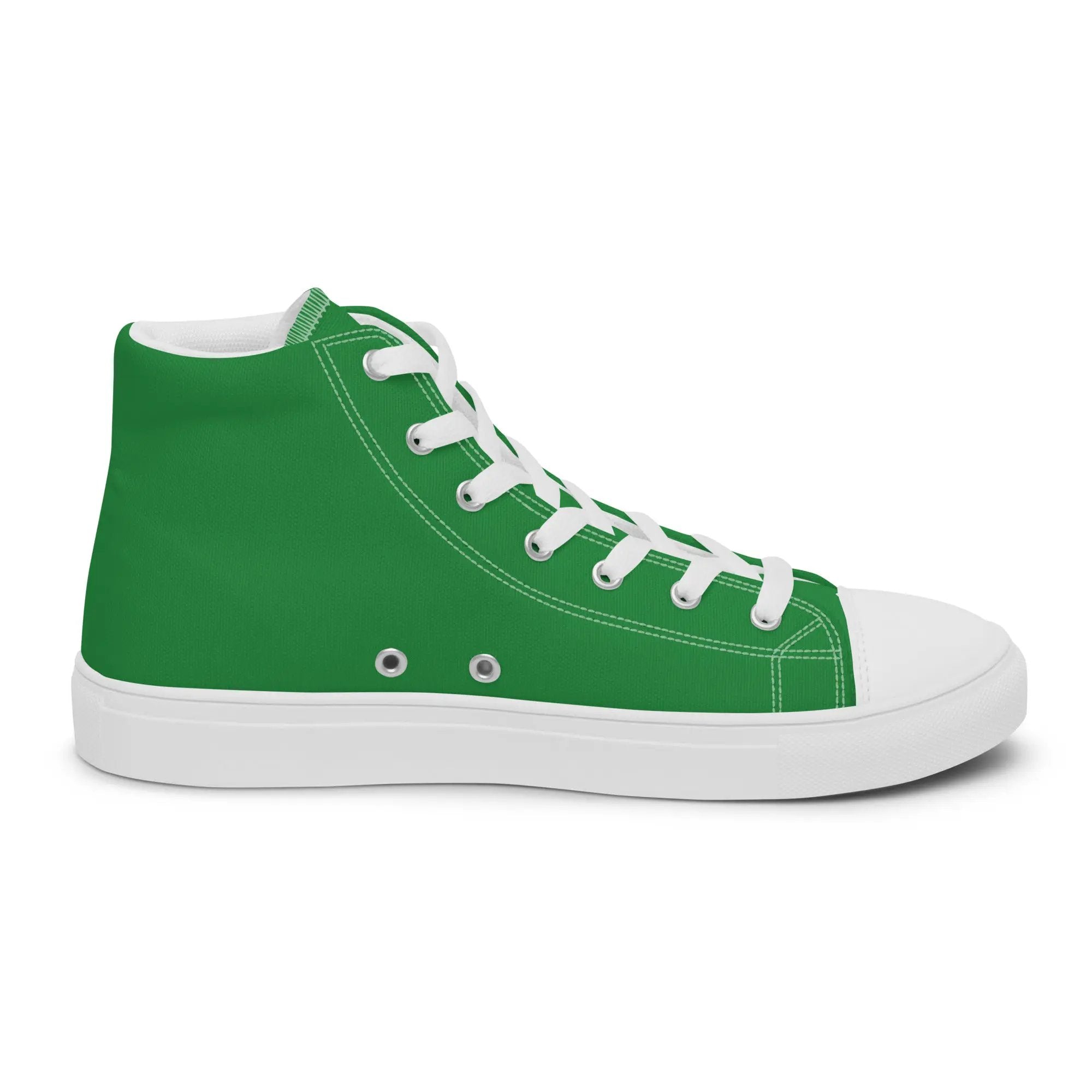 Men's green high-top canvas sneaker with white sole and laces