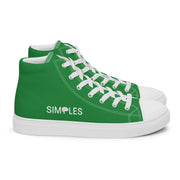 Pair of men’s green canvas high-top sneakers by Simples Market with white laces