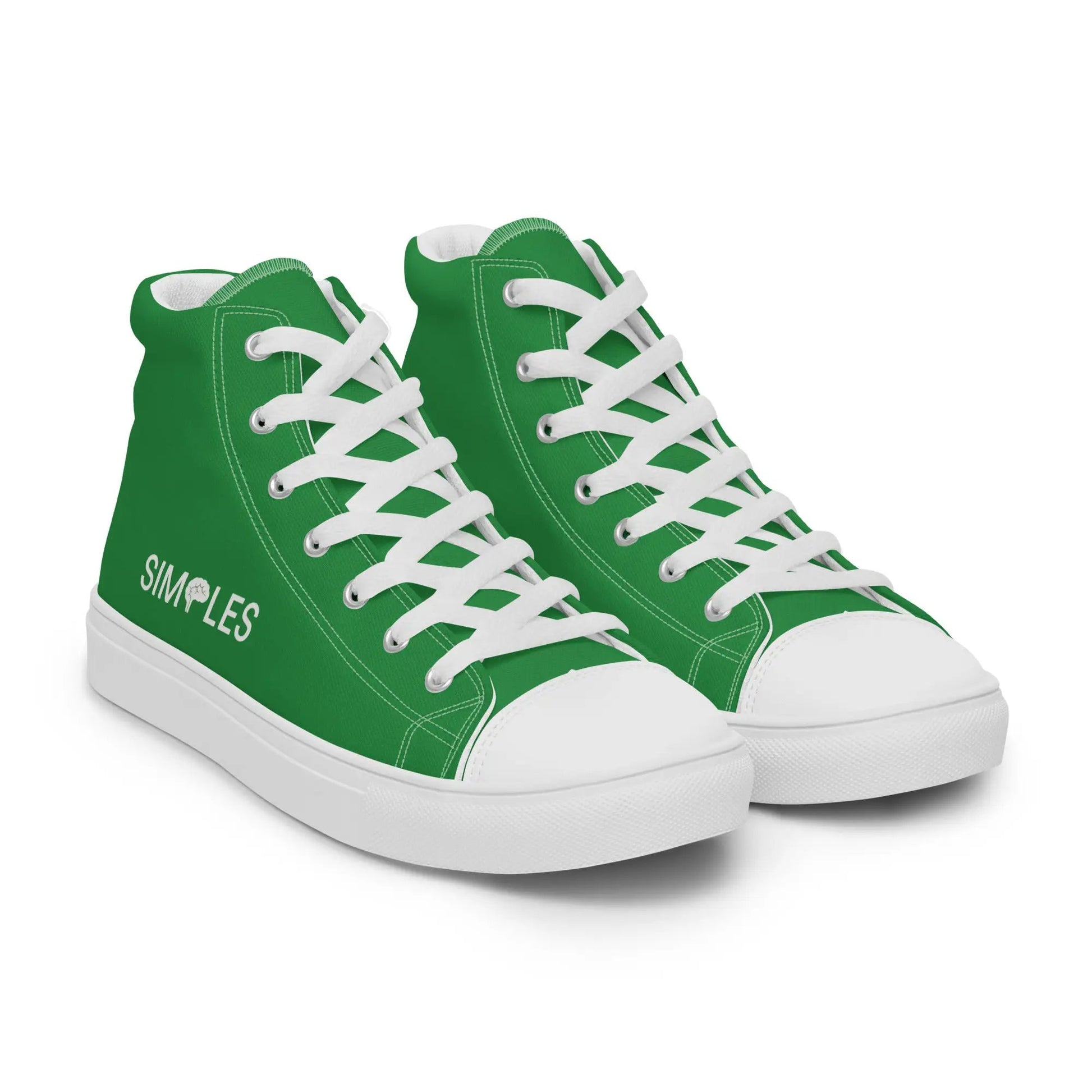 Men’s high-top canvas shoes, green with white laces, by Simples Market