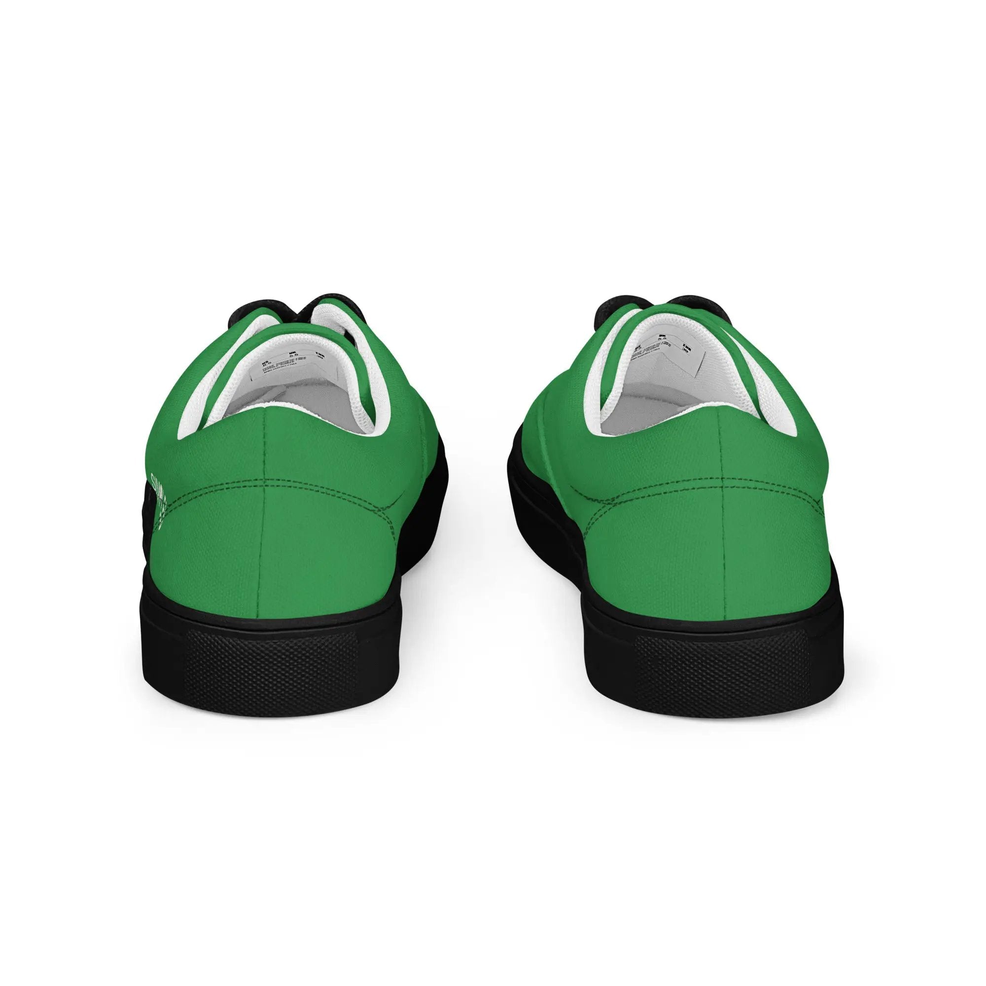 Men’s lace-up canvas shoes from Simples Market, green pair shown from top-down view