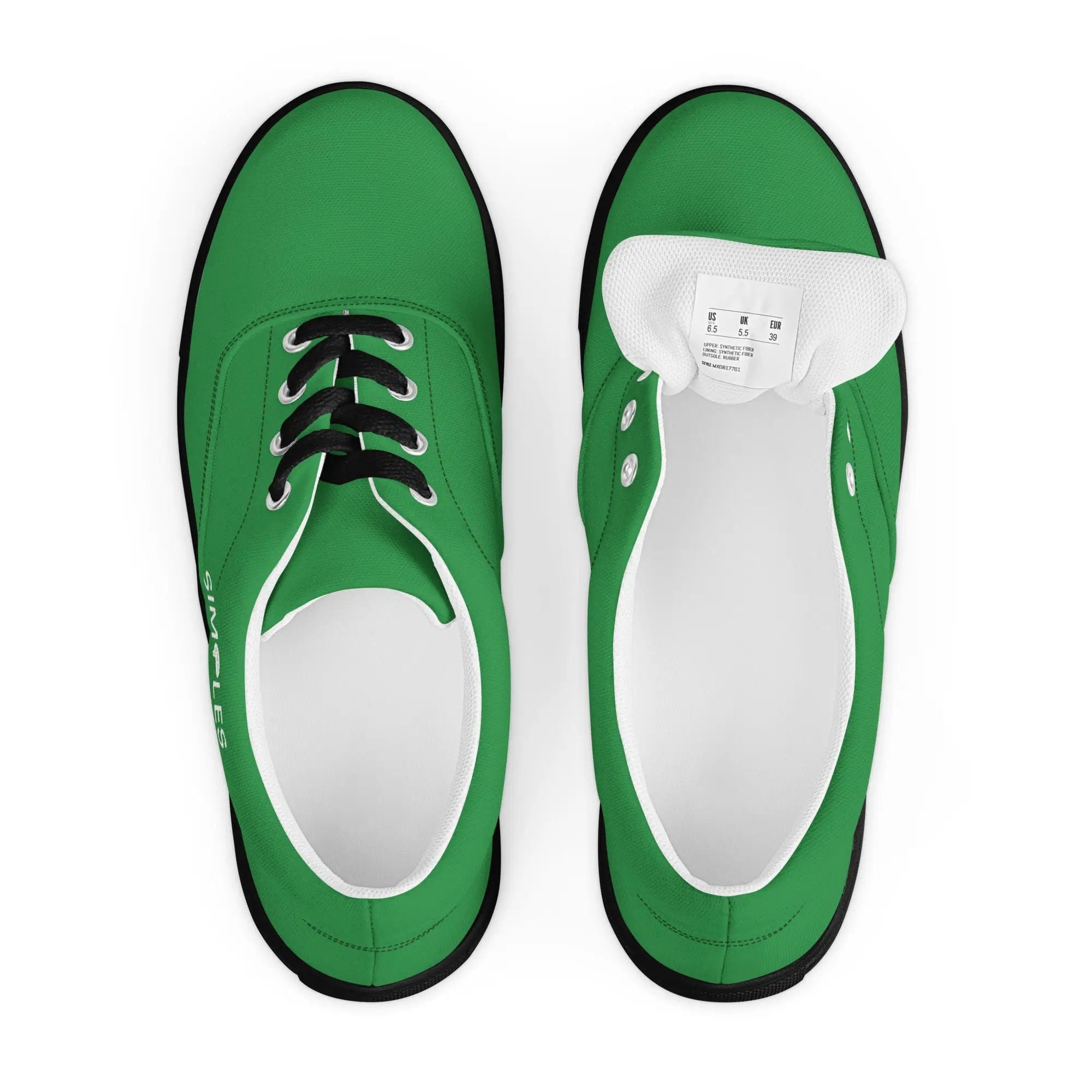 Pair of green men's lace-up canvas shoes by Simples Market