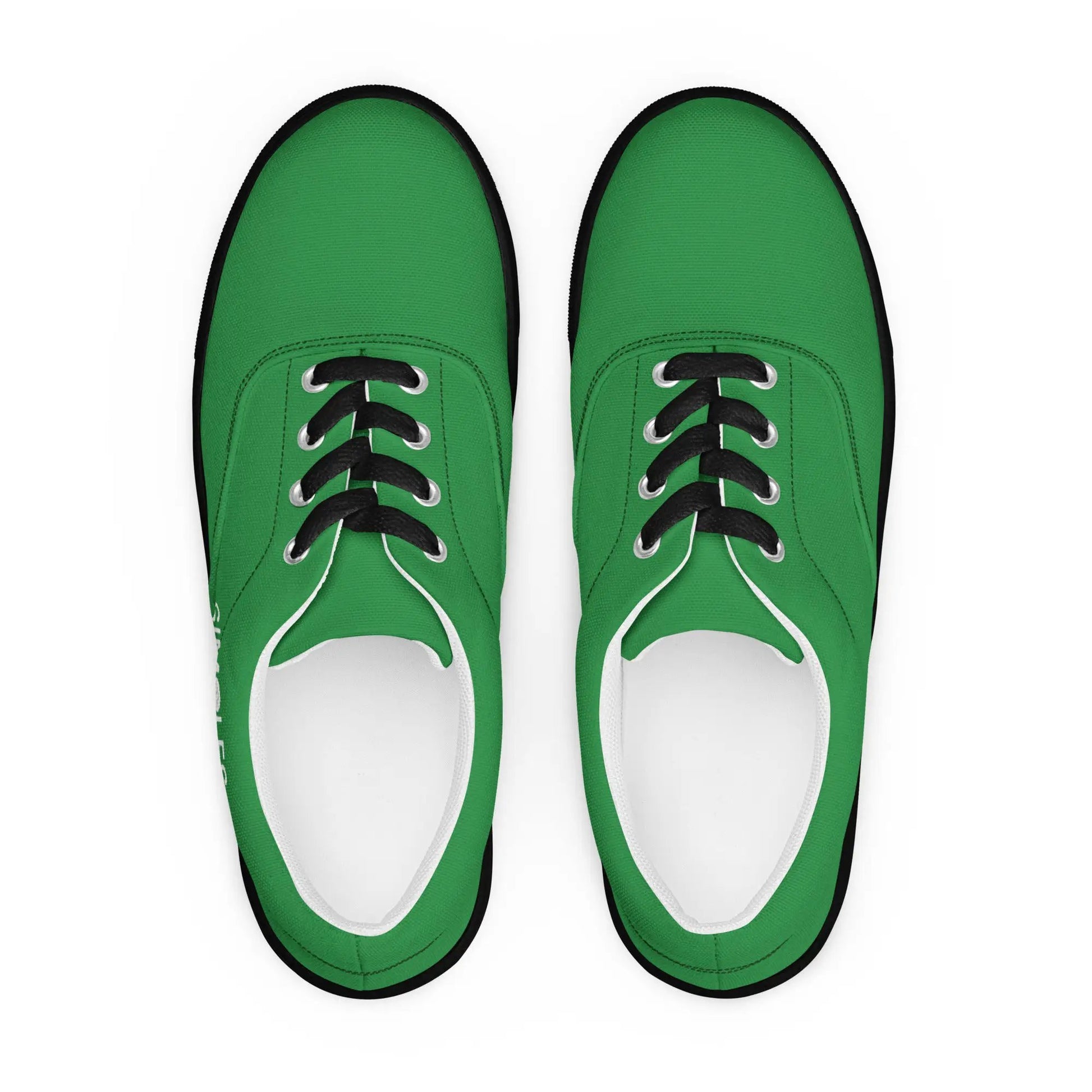 Men's green lace-up canvas shoes by Simples Market, top-view pair