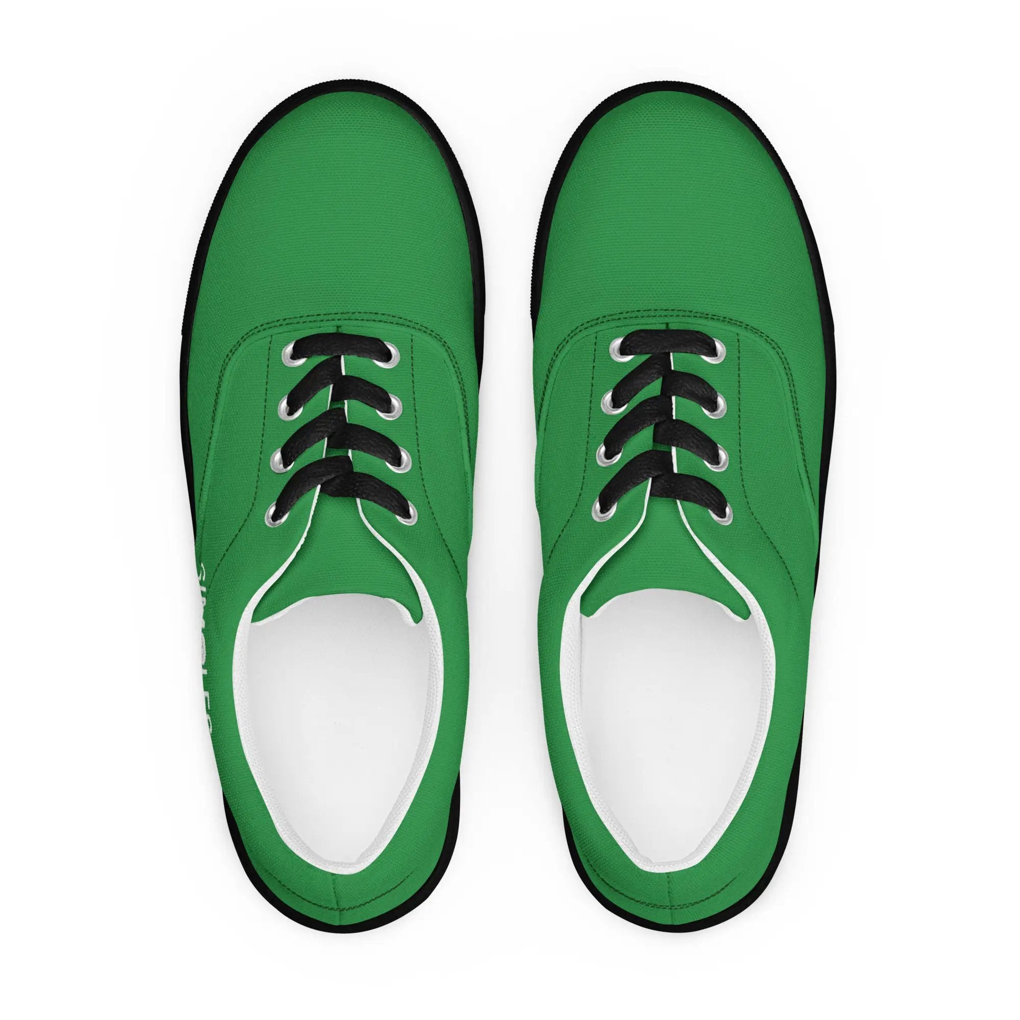 Men's green lace-up canvas shoes by Simples Market, top-view pair