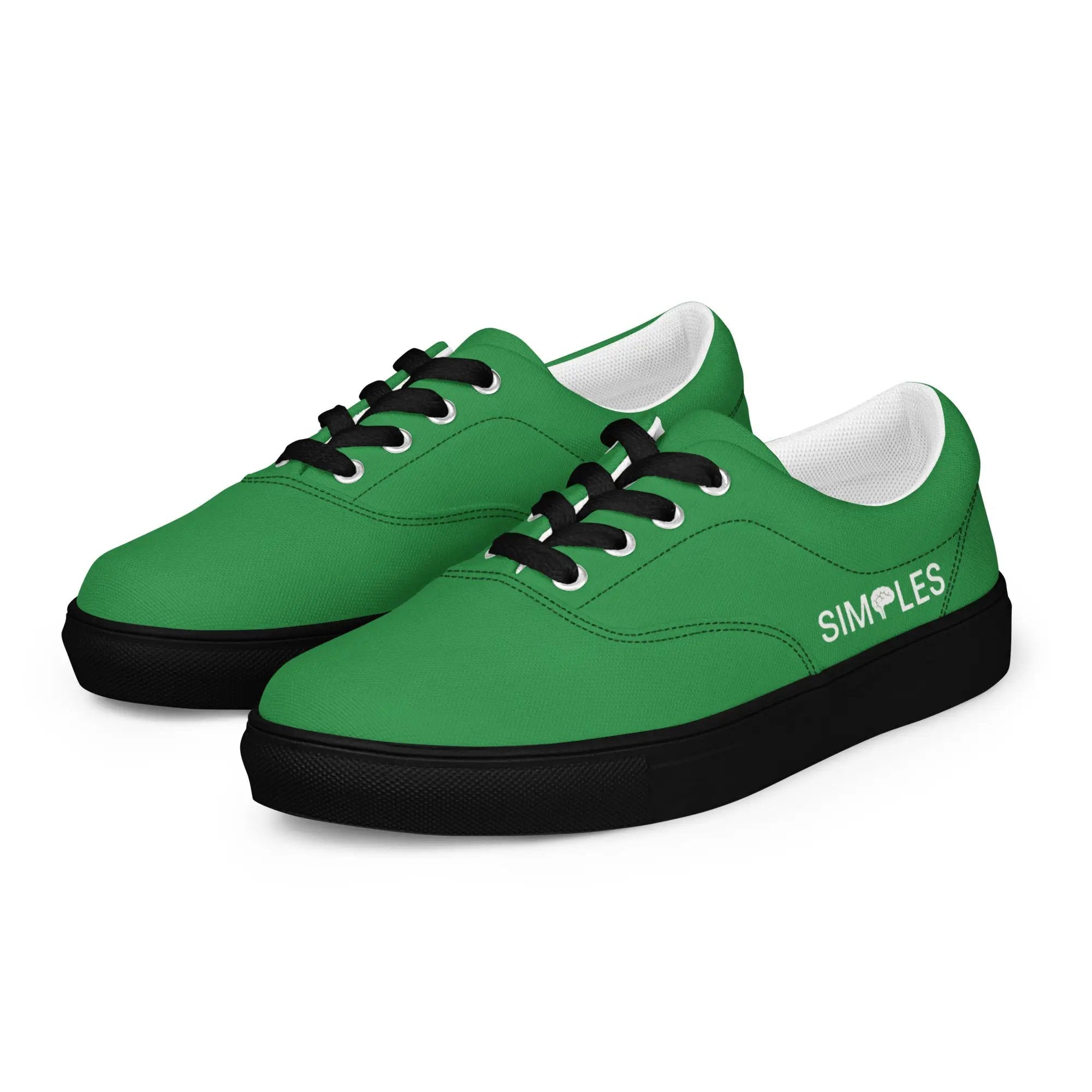 Men's green canvas lace-up shoes by Simples Market with black laces, casual footwear