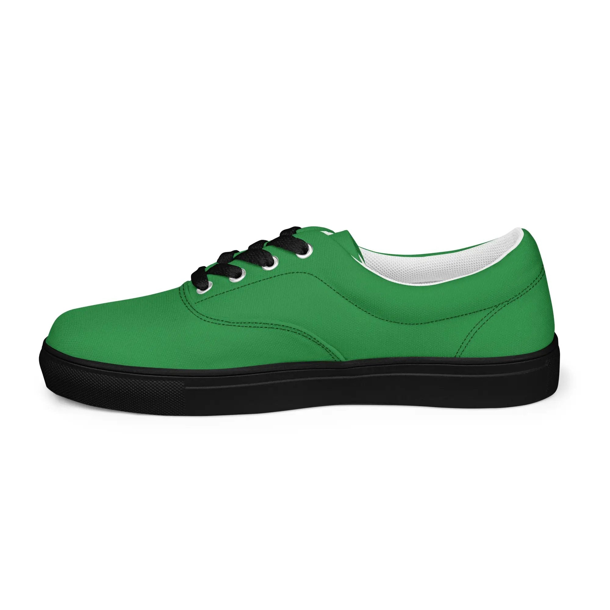 Simples Market men's green canvas lace-up shoes with black laces and white sole