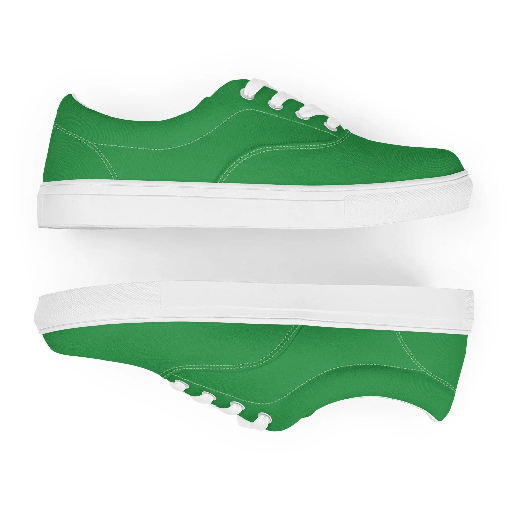 Men’s lace-up canvas shoe, green with white laces and sole by Simples Market
