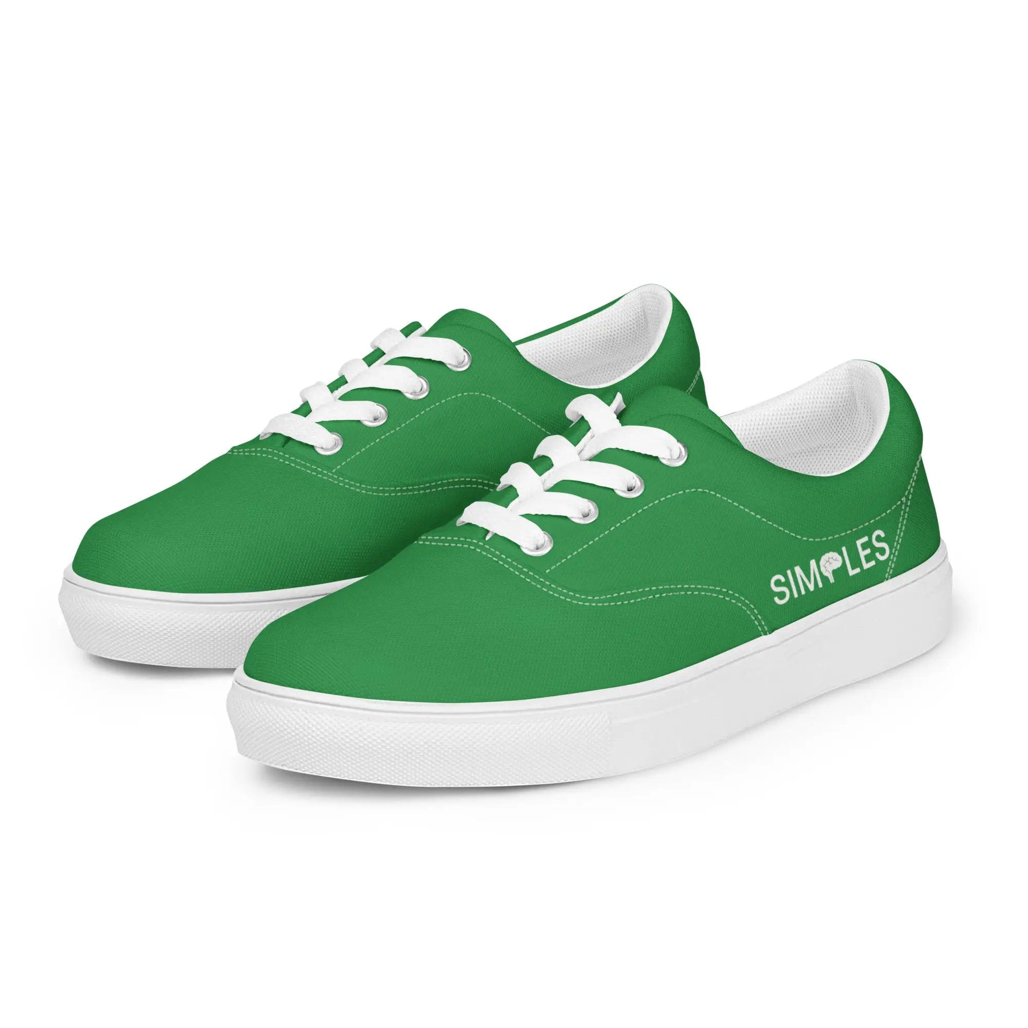 Pair of men's lace-up canvas shoes by Simples Market in green with white laces
