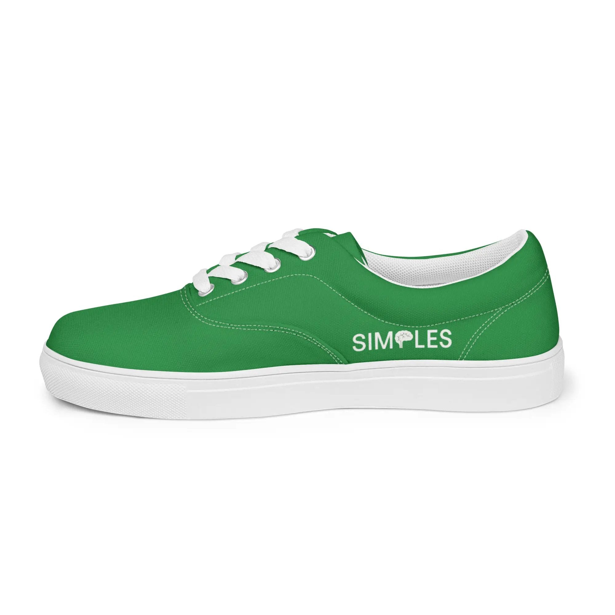 Men’s green canvas lace-up shoes with white sole by Simples Market
