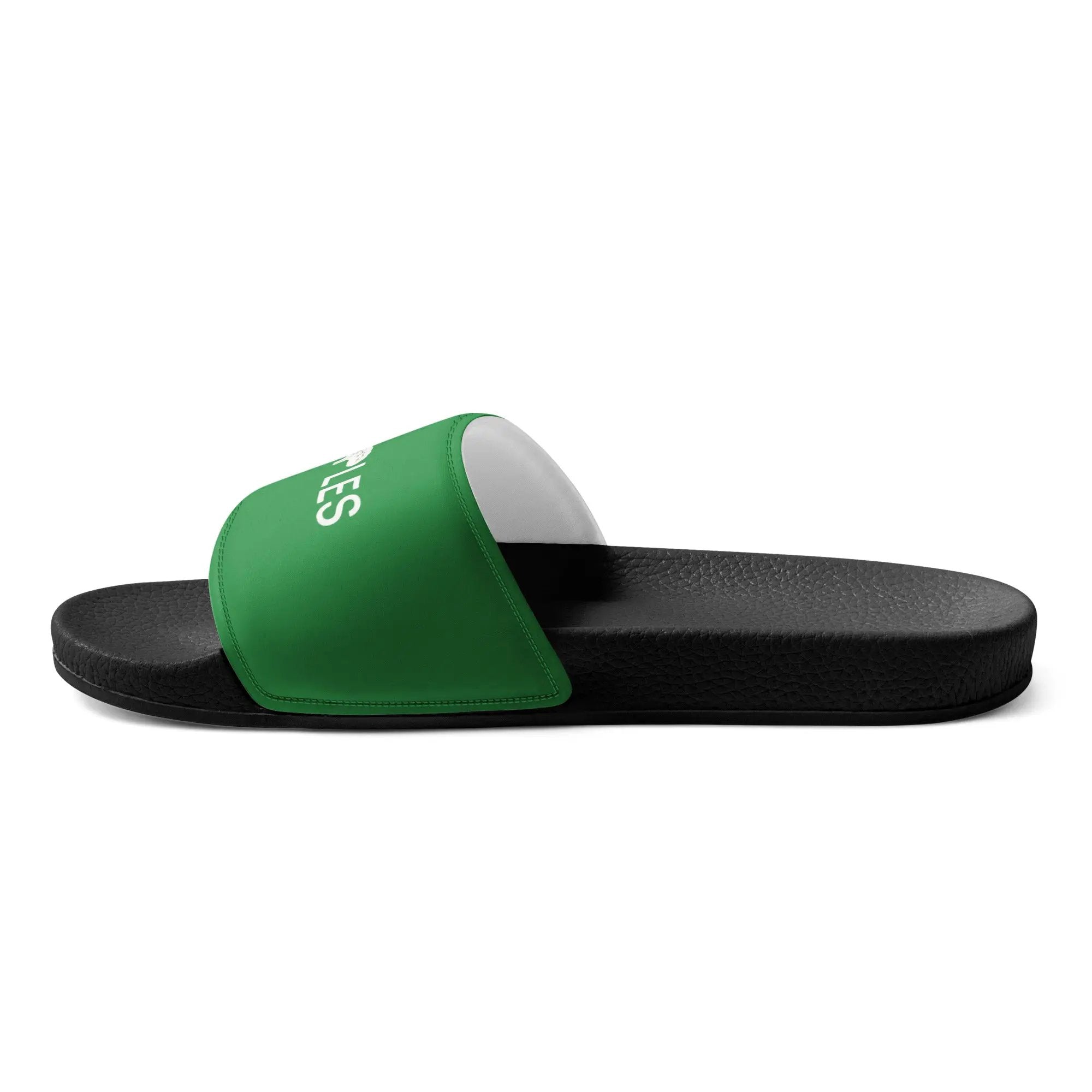 Men’s Slides by Simples Market; green strap sandal on a black textured sole