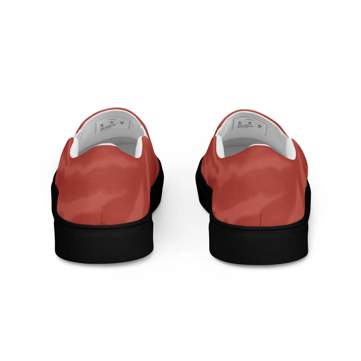 Simples Market Men's red slip-on canvas shoes, white interior, black sole, pair