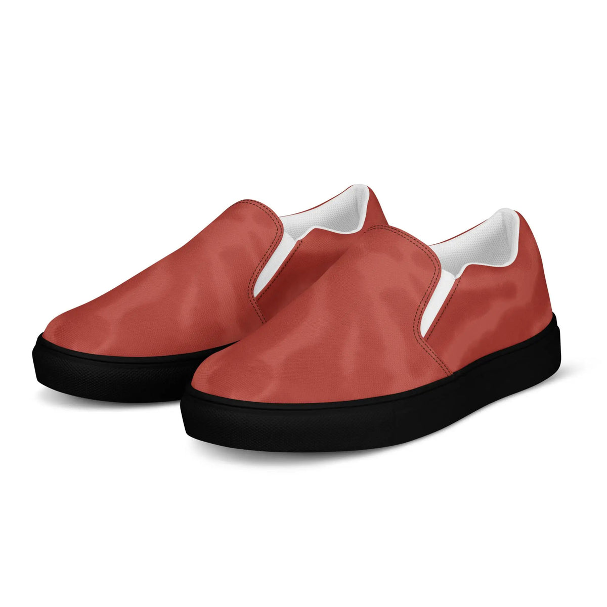 Men’s slip-on canvas shoes by Simples Market, red uppers with white lining and black soles