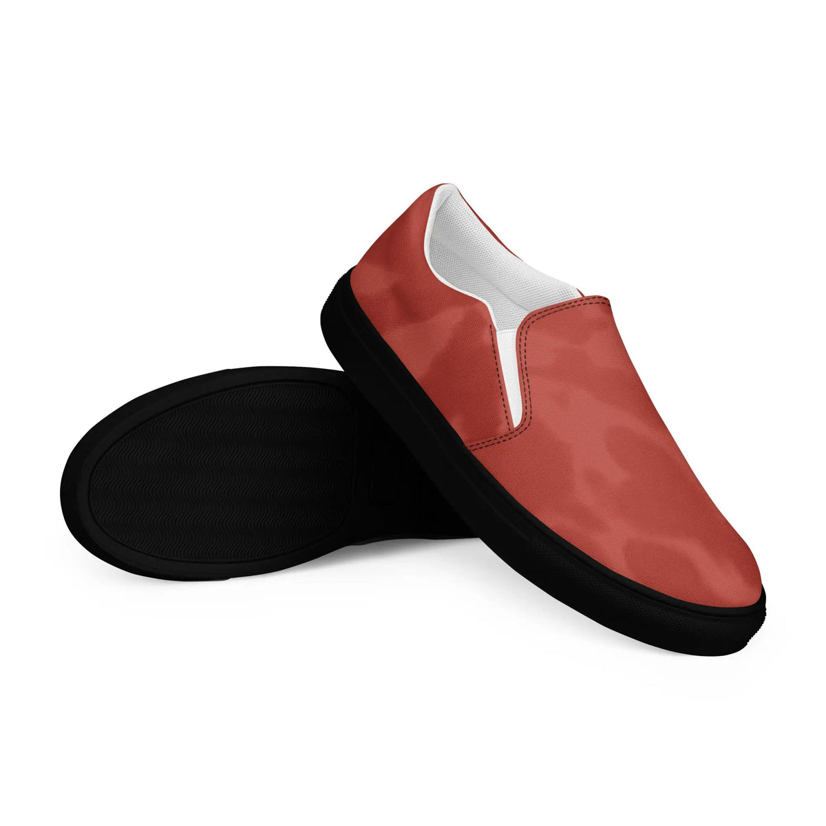 Men’s slip-on canvas shoes by Simples Market, red-orange with white interior and black sole