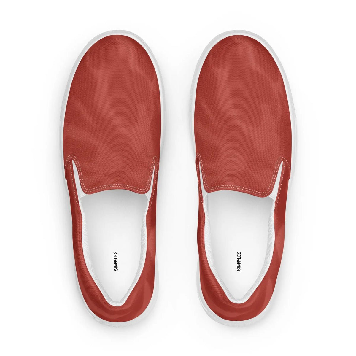 Men’s red slip-on canvas shoes by Simples Market; pair shown