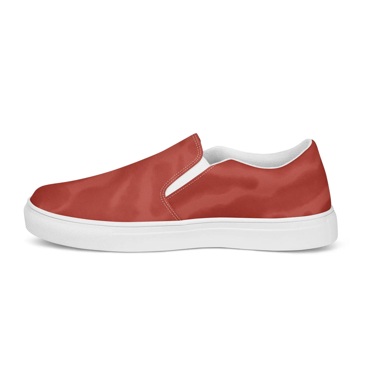 Men's slip-on canvas shoes by Simples Market, red upper with white sole.